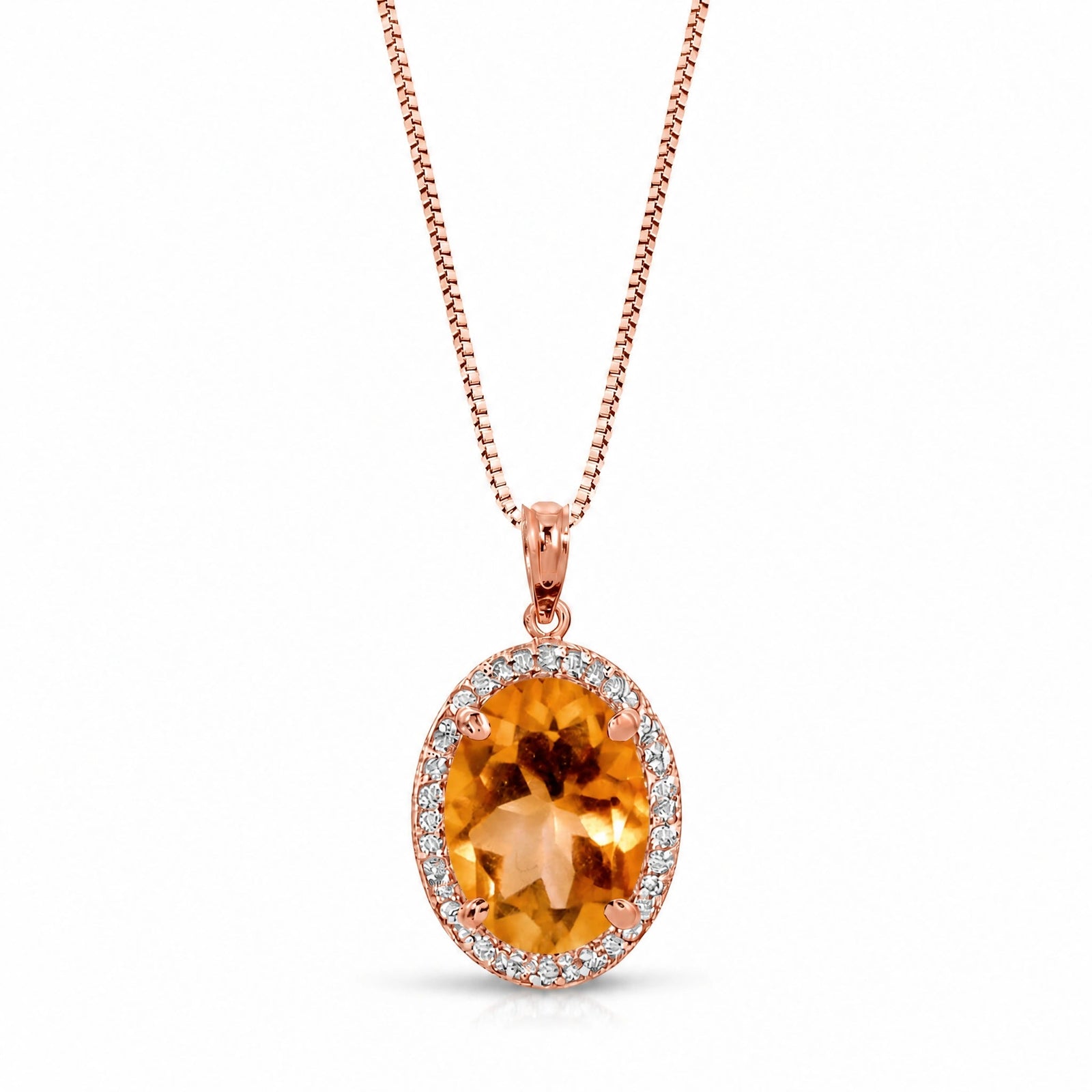 Rose Gold Pendant Necklace Citrine 10K — Ersilia