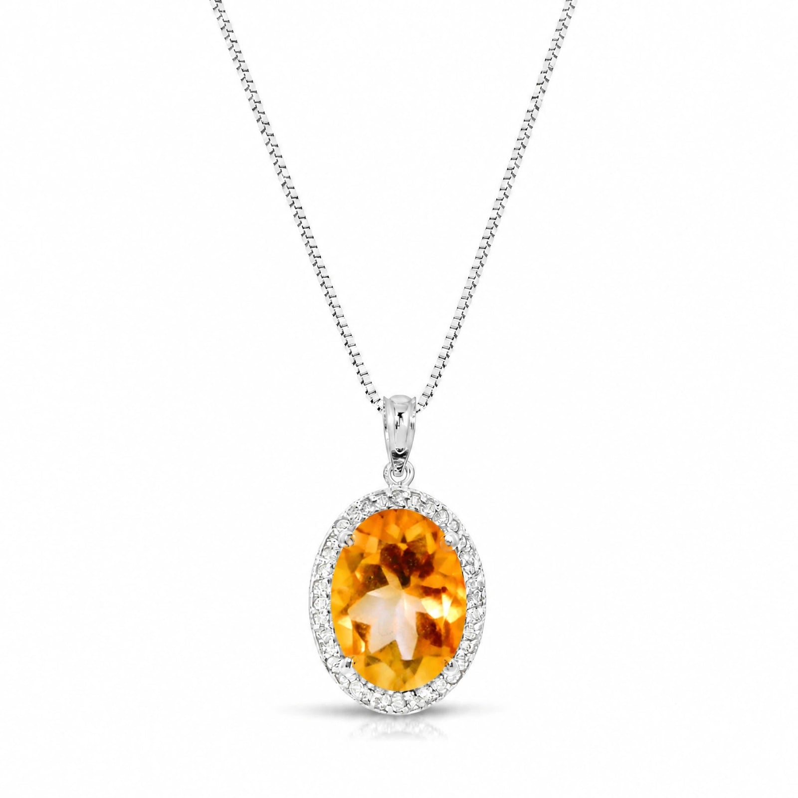 White Gold Pendant Necklace Citrine 10K — Ersilia
