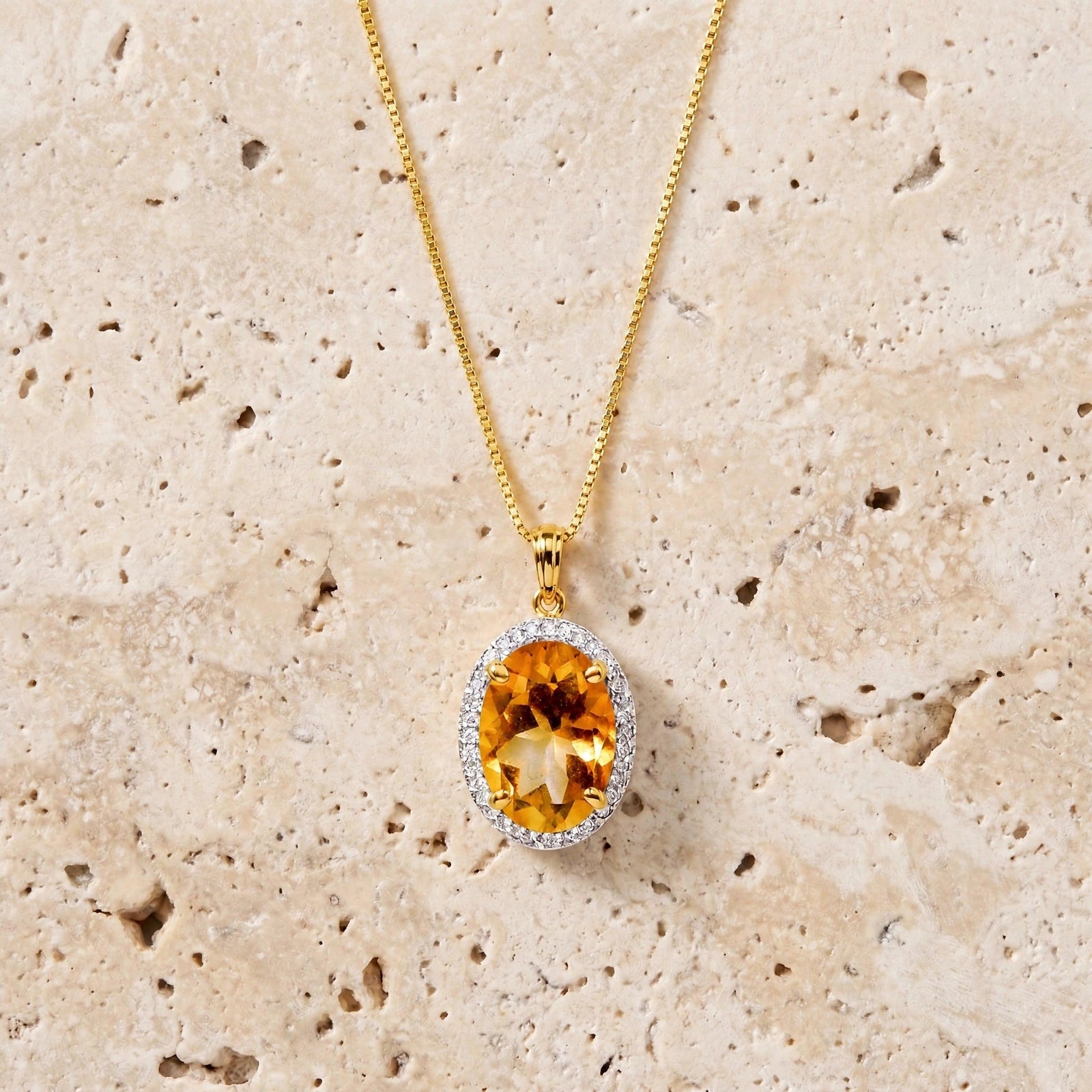 Yellow Gold Pendant Necklace Citrine 10K — Ersilia