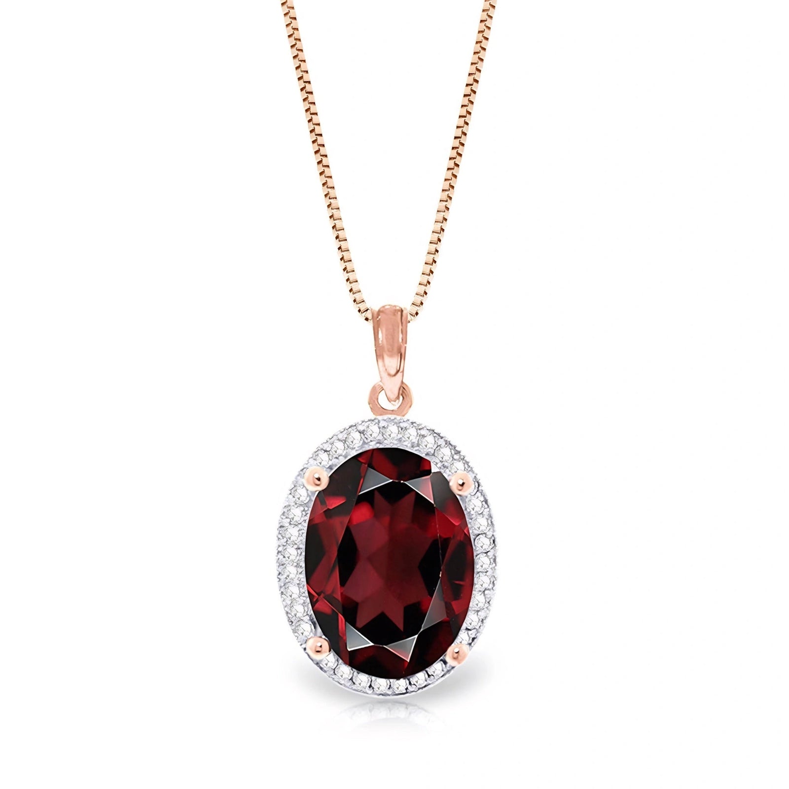 Rose Gold Pendant Necklace Garnet 10K — Ersilia