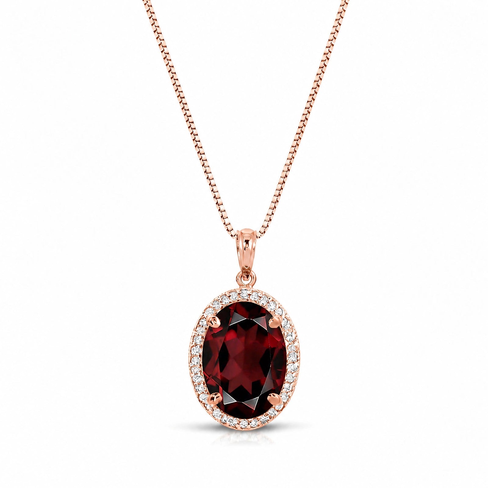 Rose Gold Pendant Necklace Garnet 10K — Ersilia