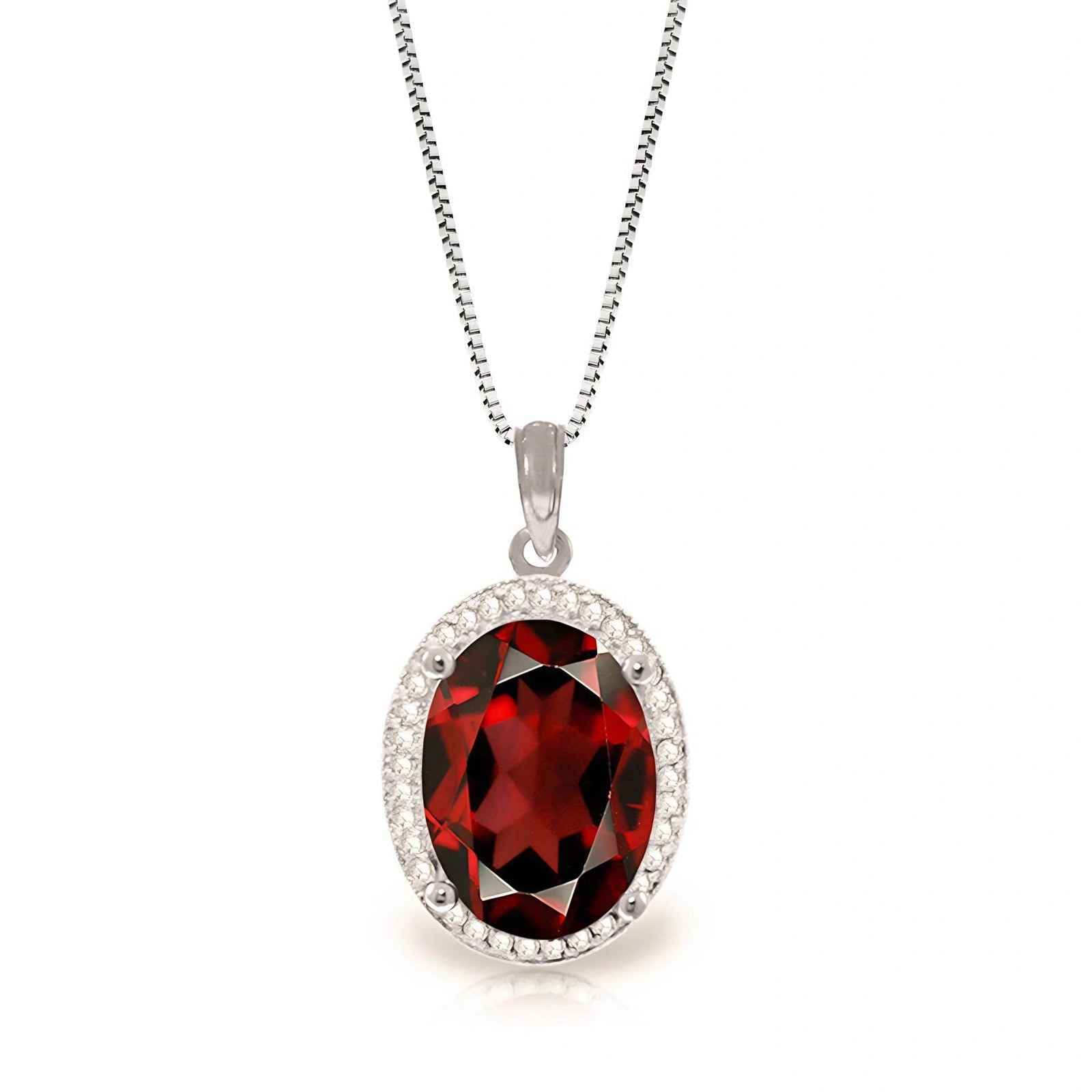 White Gold Pendant Necklace Garnet 10K — Ersilia