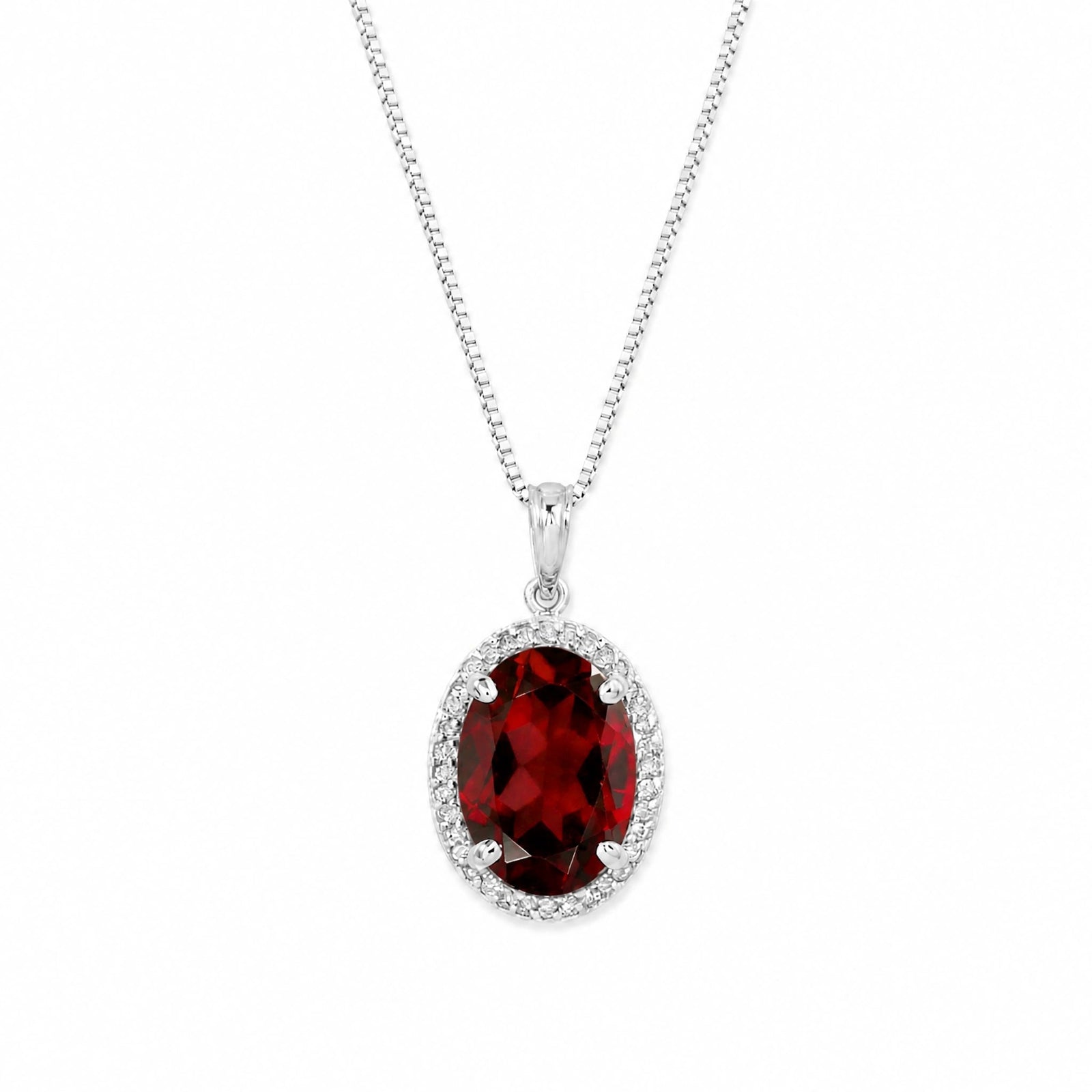 White Gold Pendant Necklace Garnet 10K — Ersilia