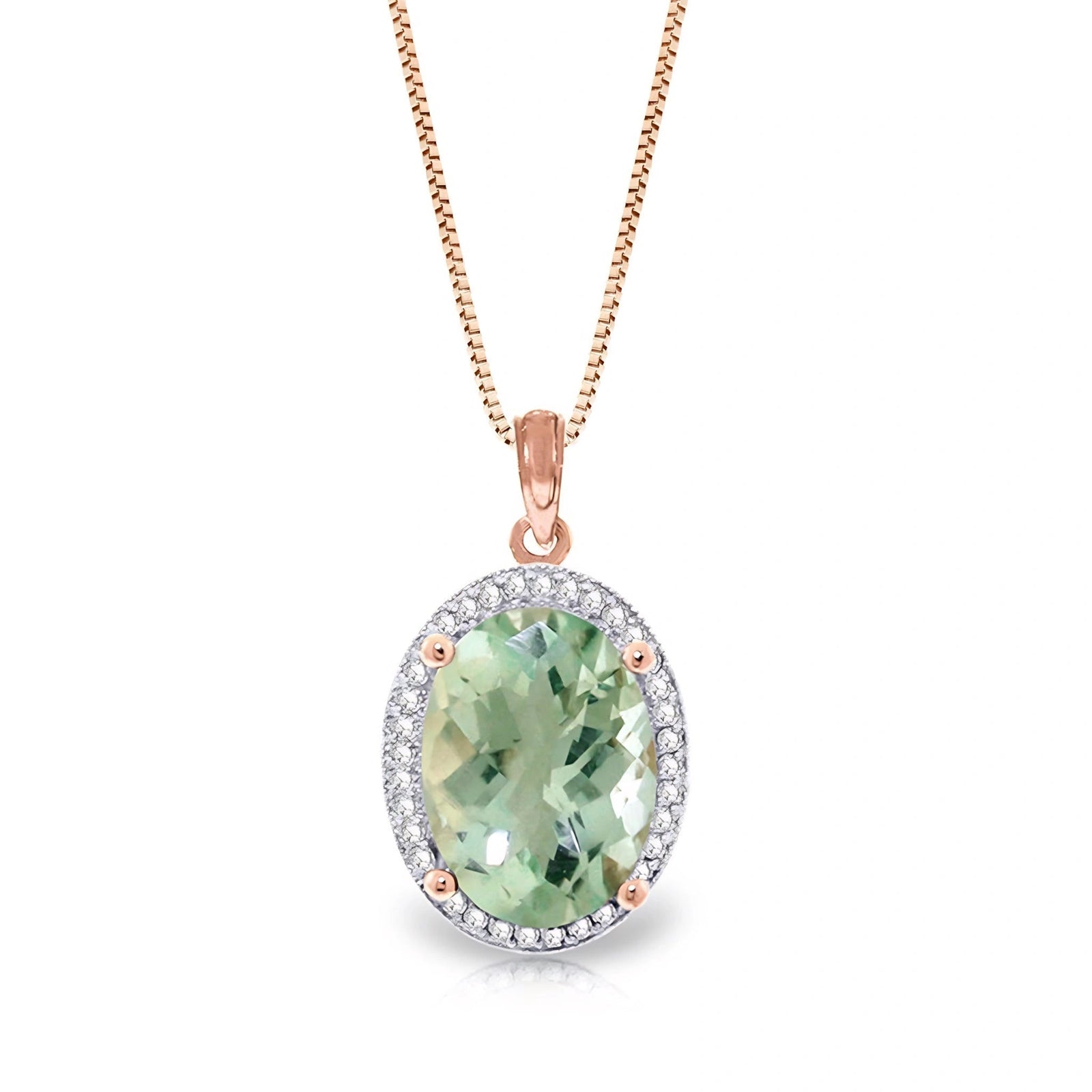 Rose Gold Pendant Necklace Green Amethyst 10K — Ersilia