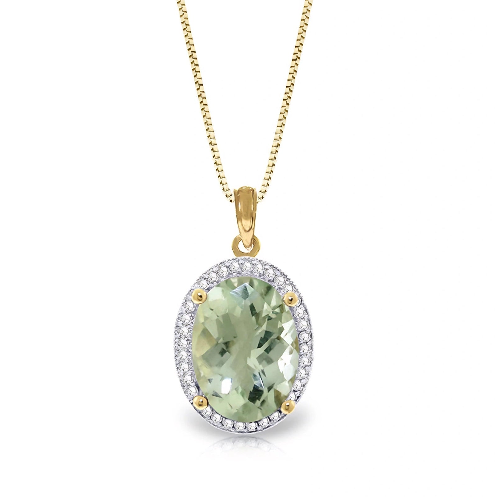 Yellow Gold Pendant Necklace Green Amethyst 10K — Ersilia