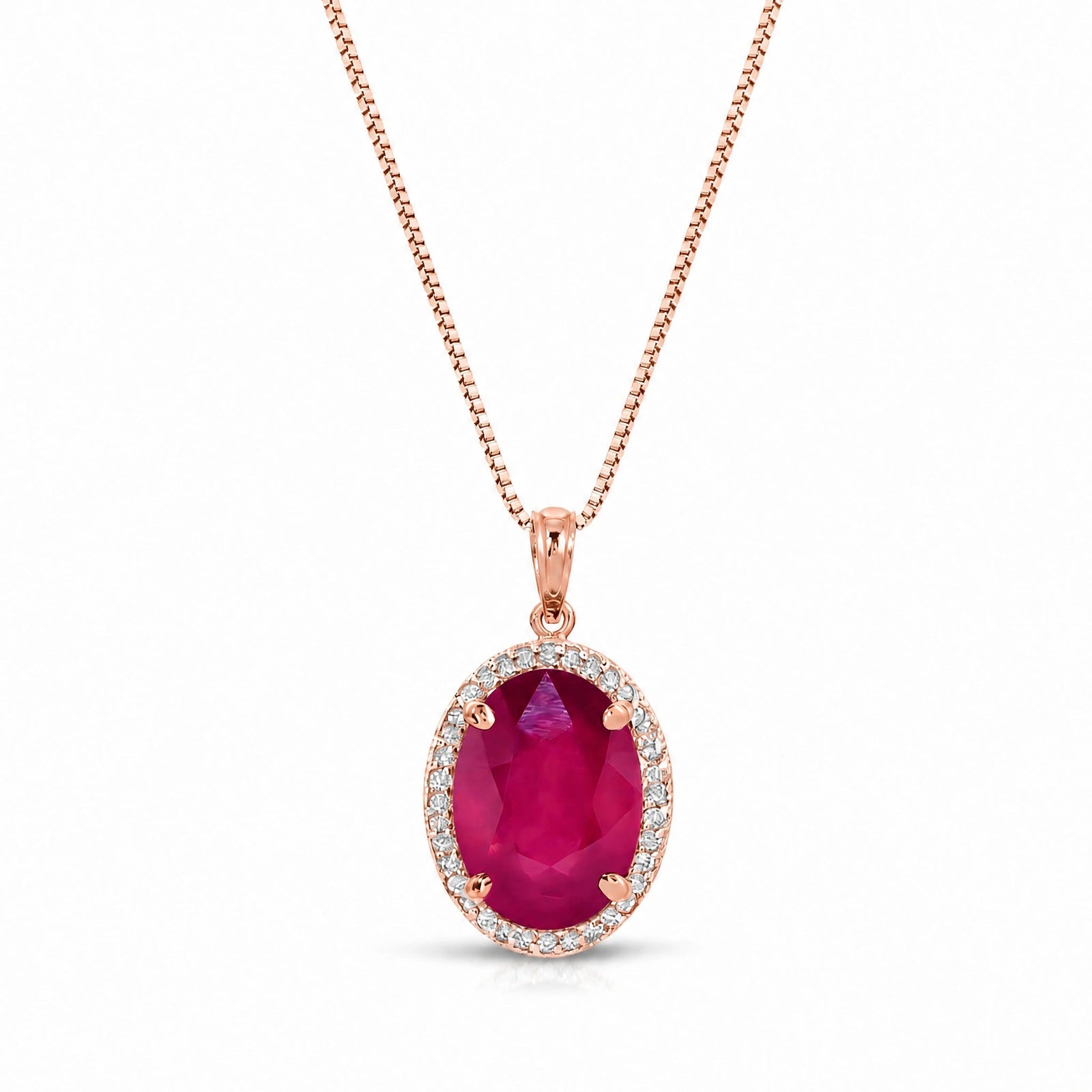 Rose Gold Pendant Necklace Ruby 10K — Ersilia