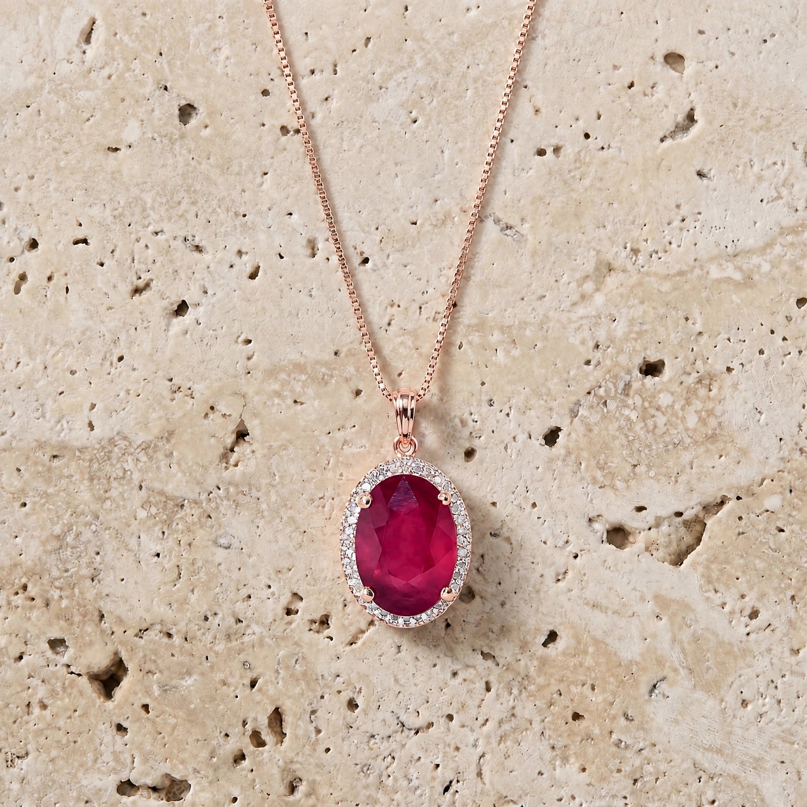 Rose Gold Pendant Necklace Ruby 10K — Ersilia