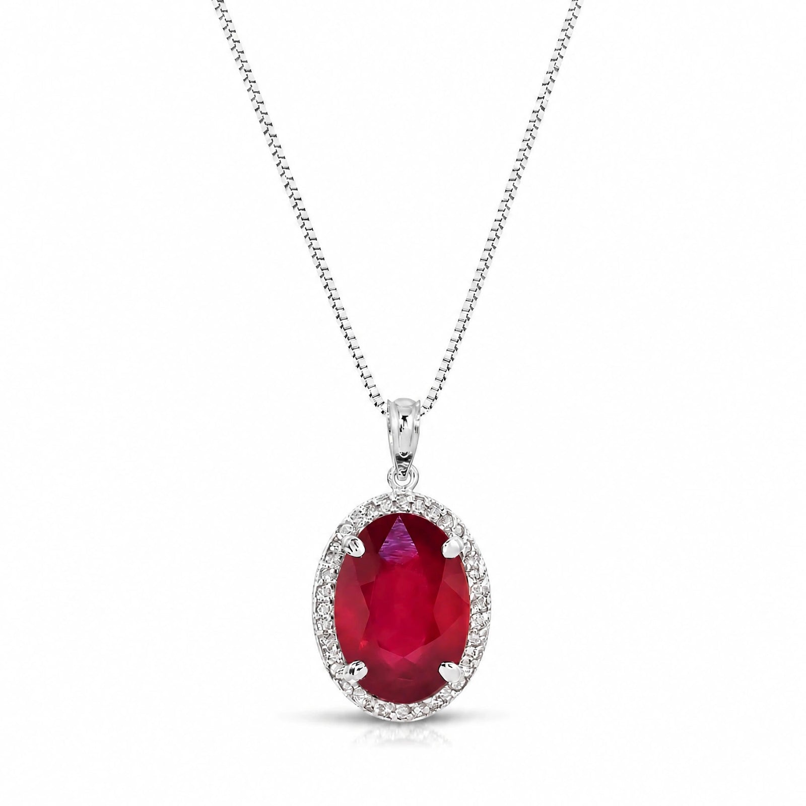 White Gold Pendant Necklace Ruby 10K — Ersilia
