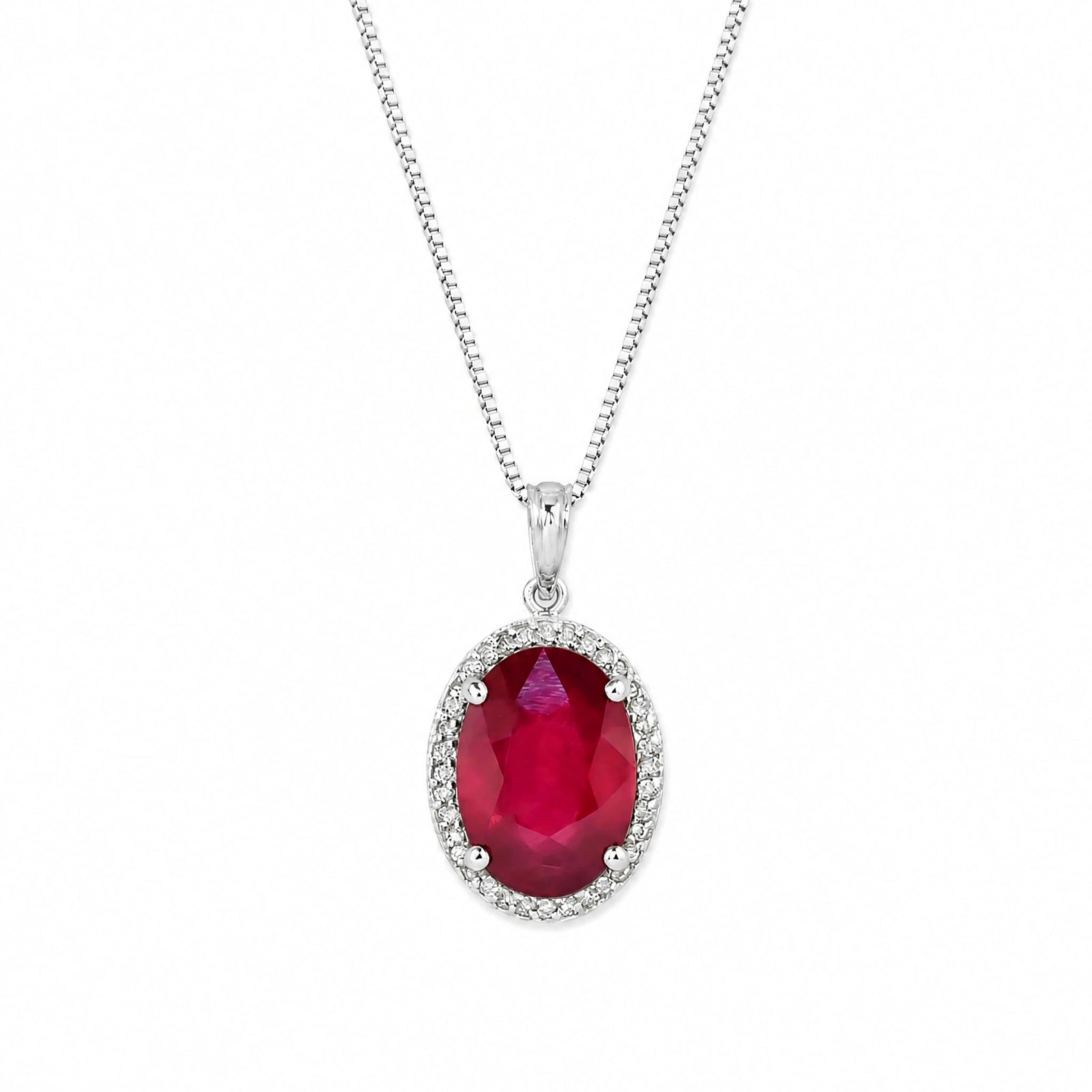 White Gold Pendant Necklace Ruby 10K — Ersilia