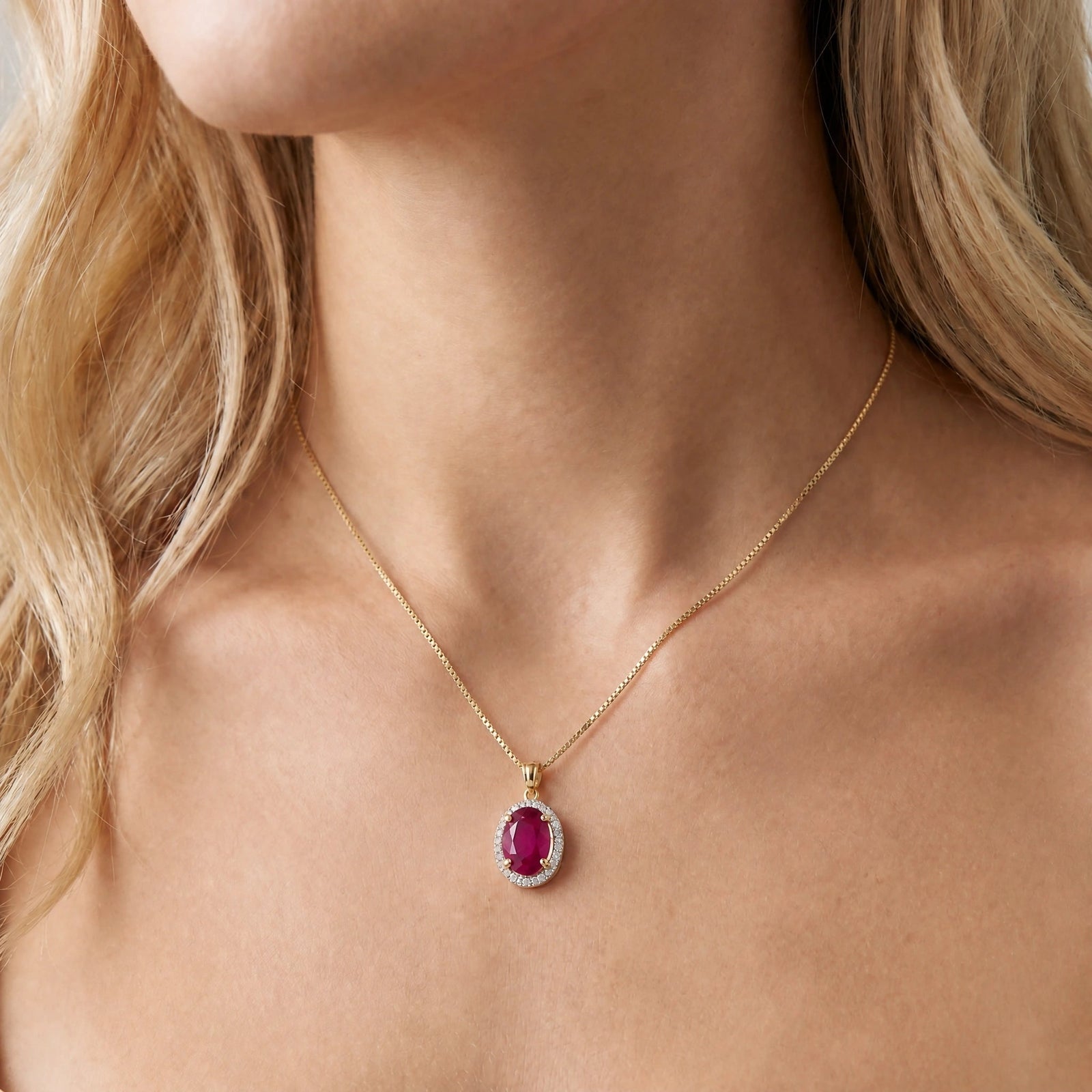 Yellow Gold Pendant Necklace Ruby 10K — Ersilia