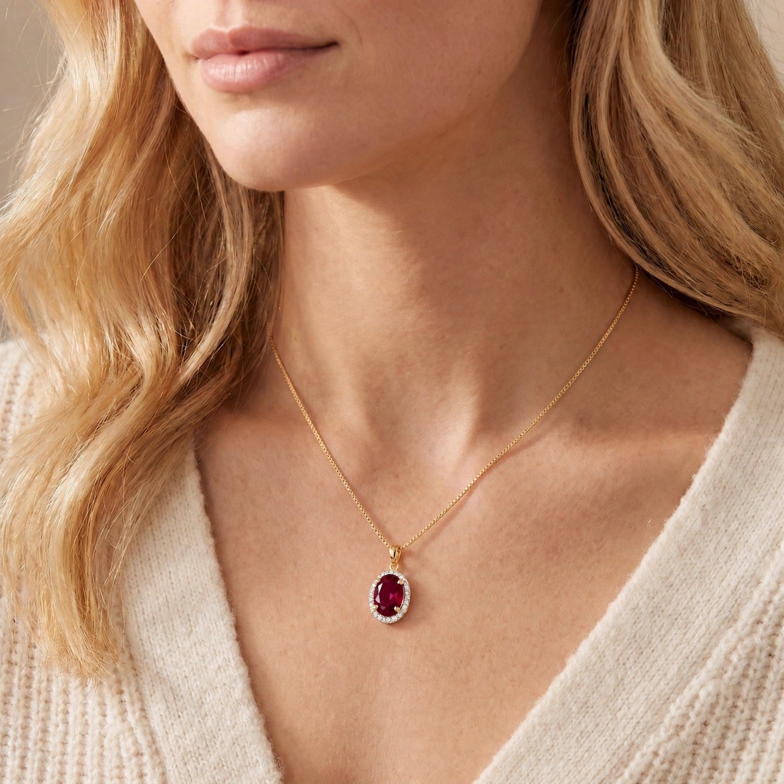 Yellow Gold Pendant Necklace Ruby 10K — Ersilia