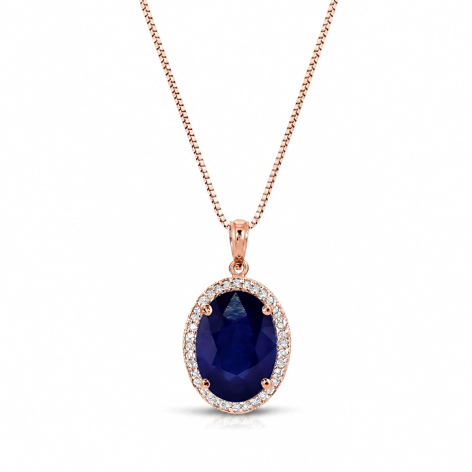 Rose Gold Pendant Necklace Sapphire 10K — Ersilia
