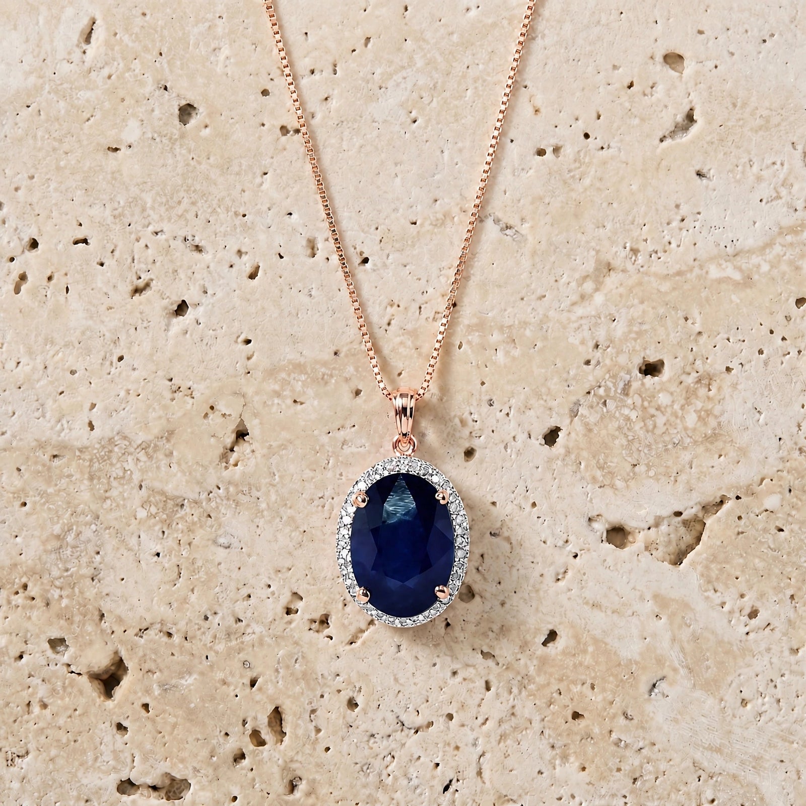 Rose Gold Pendant Necklace Sapphire 10K — Ersilia