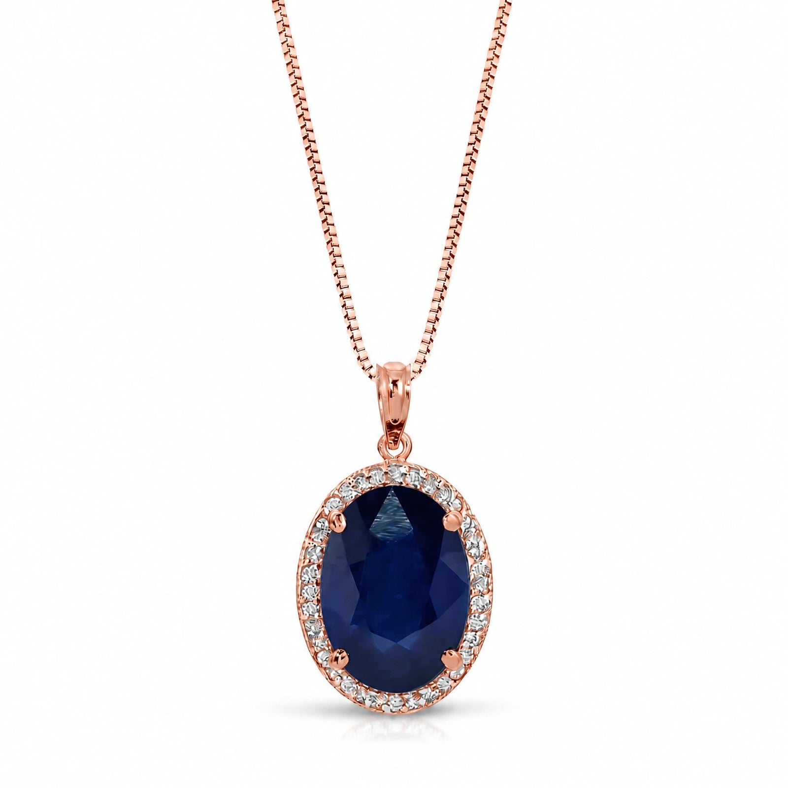 Rose Gold Pendant Necklace Sapphire 10K — Ersilia
