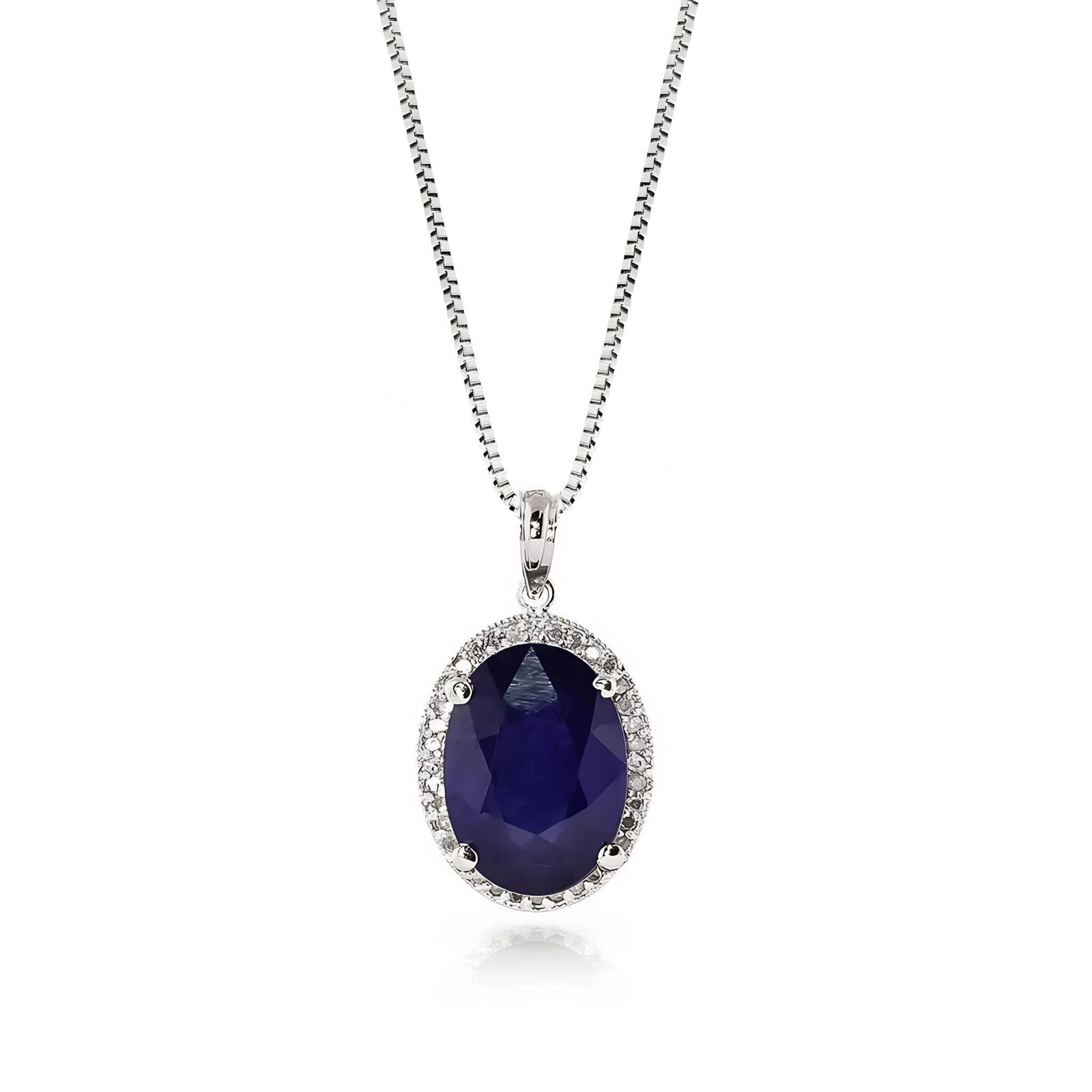 White Gold Pendant Necklace Sapphire 10K — Ersilia