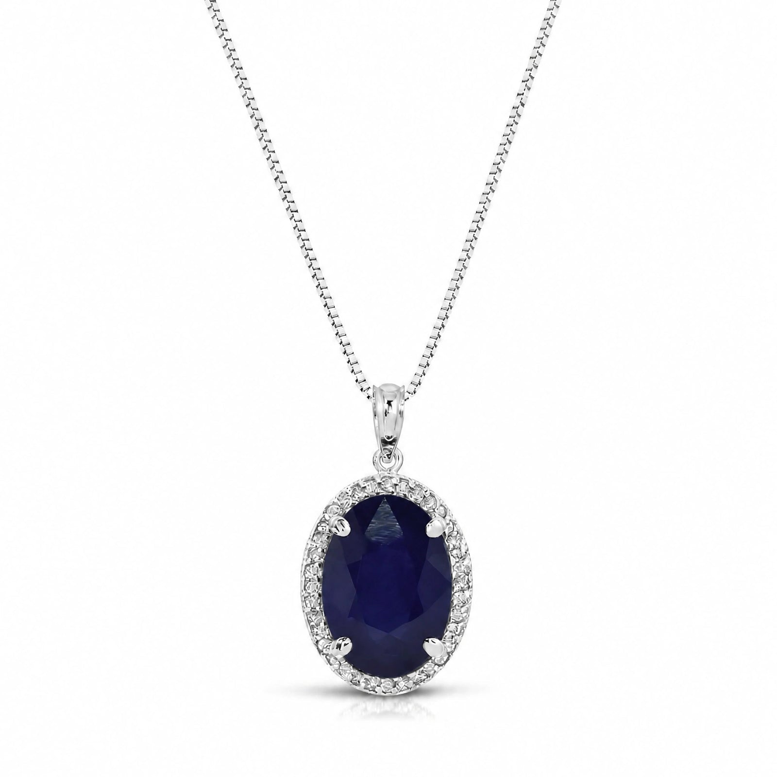 White Gold Pendant Necklace Sapphire 10K — Ersilia