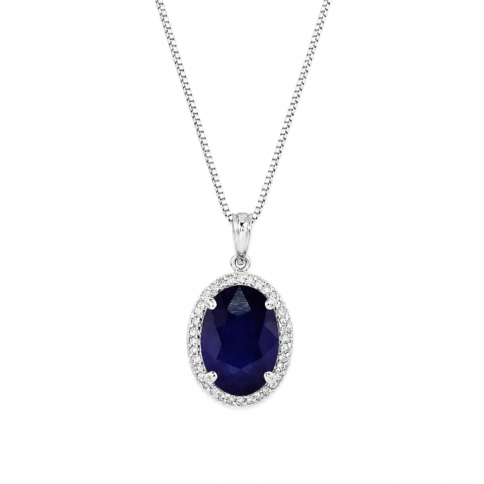 White Gold Pendant Necklace Sapphire 10K — Ersilia