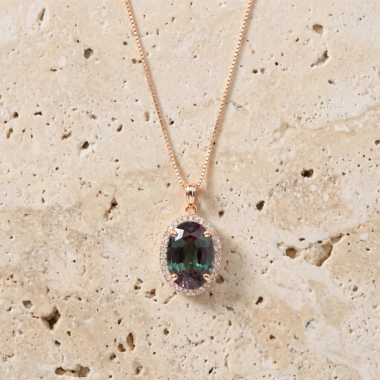 Rose Gold Pendant Necklace Alexandrite 10K — Ersilia