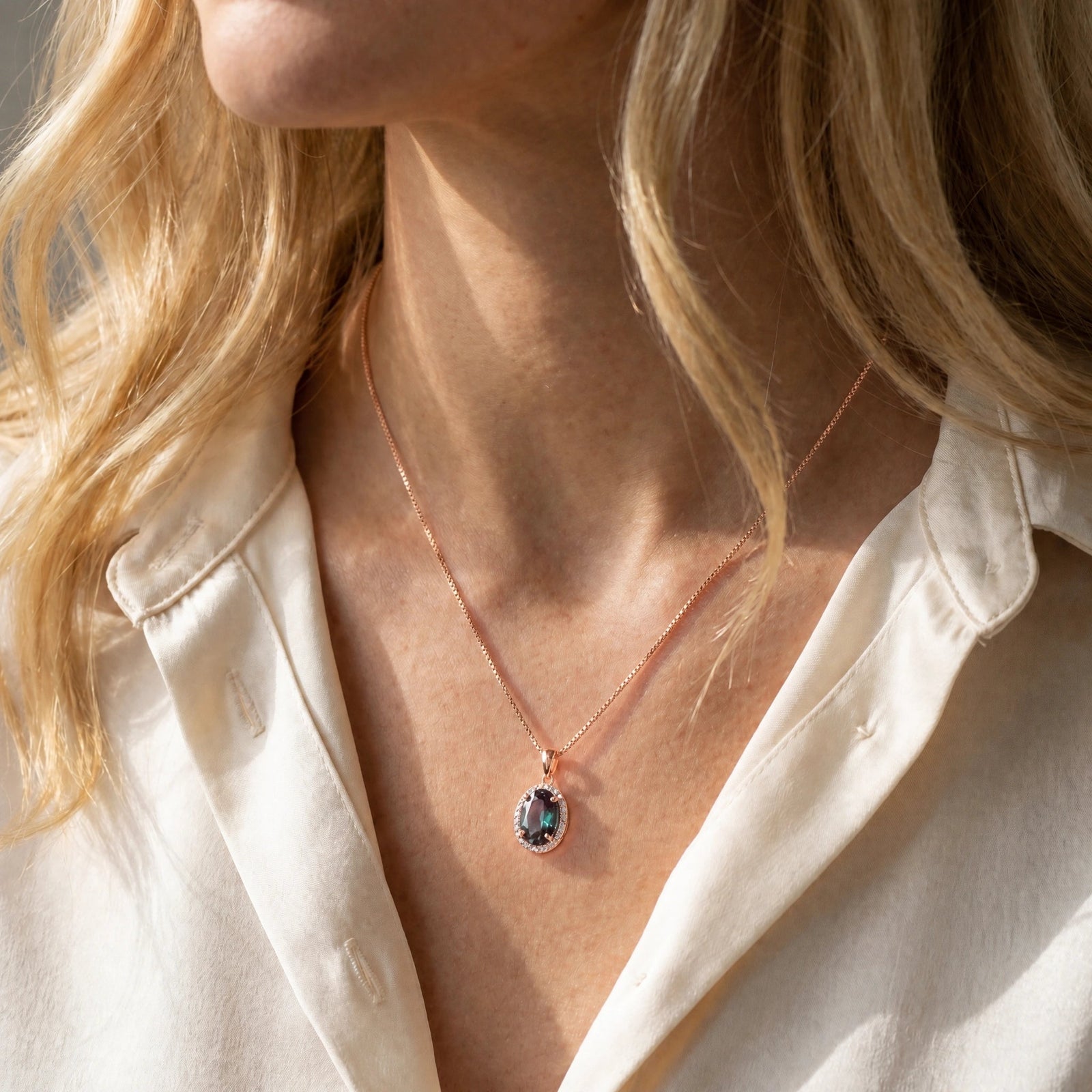 Rose Gold Pendant Necklace Alexandrite 10K — Ersilia