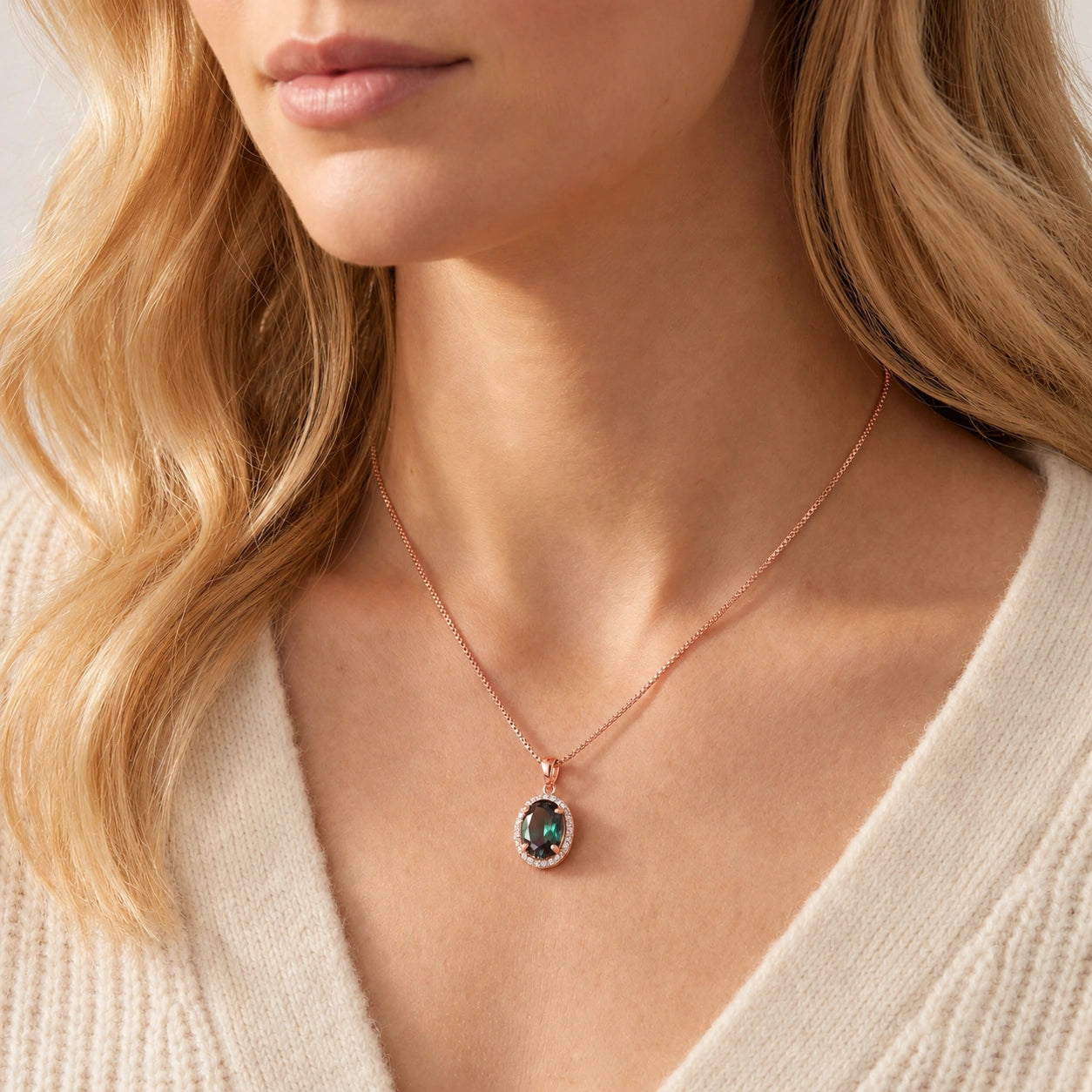 Rose Gold Pendant Necklace Alexandrite 10K — Ersilia