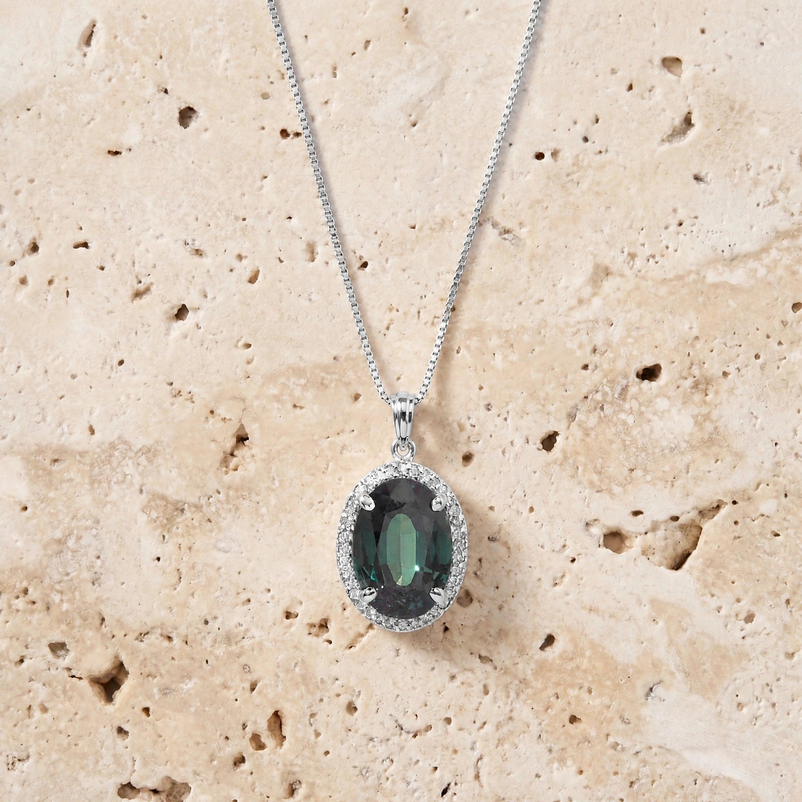 White Gold Pendant Necklace Alexandrite 10K — Ersilia