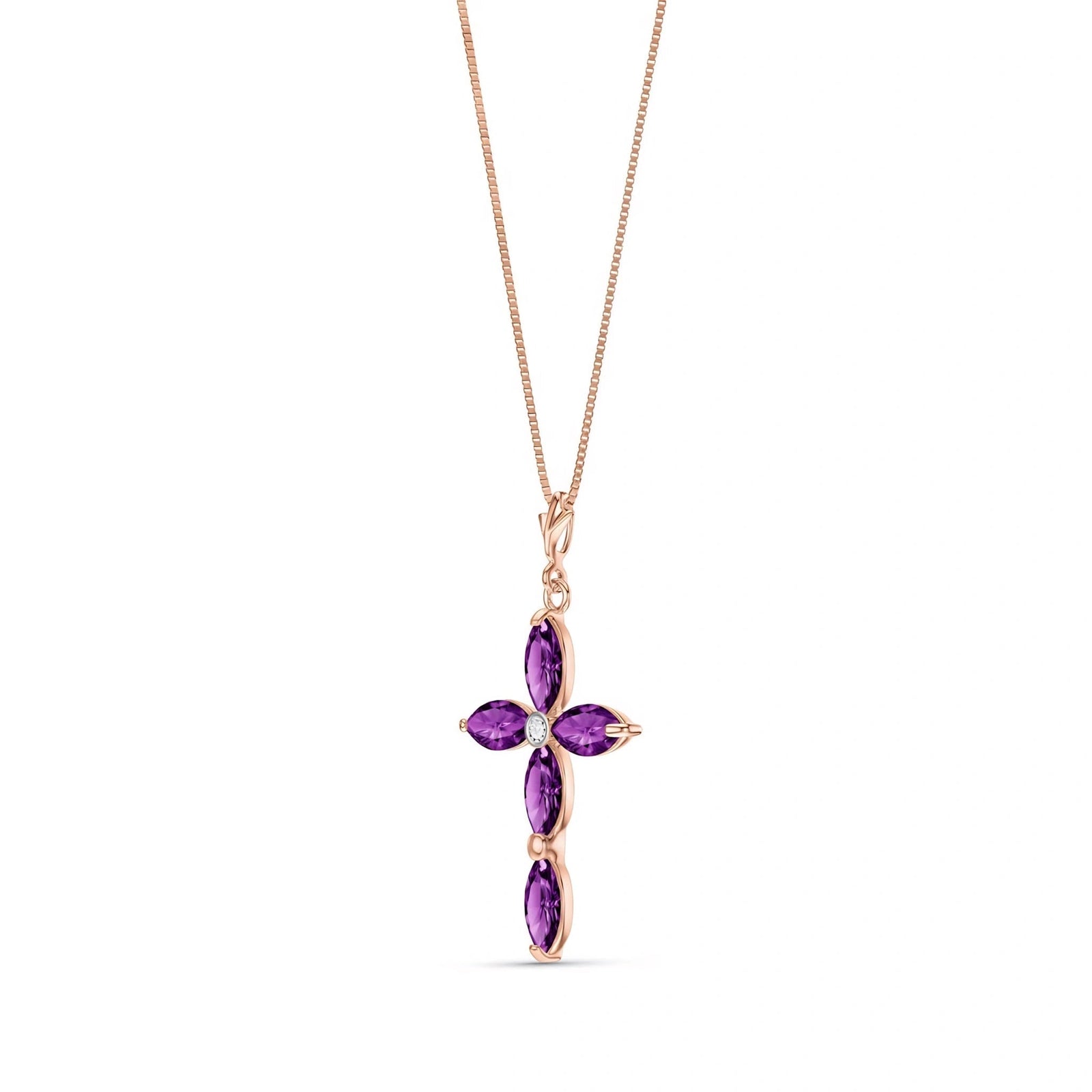 Rose Gold Charm Necklace Amethyst 10K — Delia