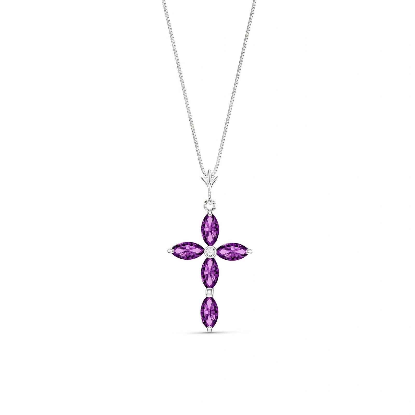 White Gold Charm Necklace Amethyst 10K — Delia