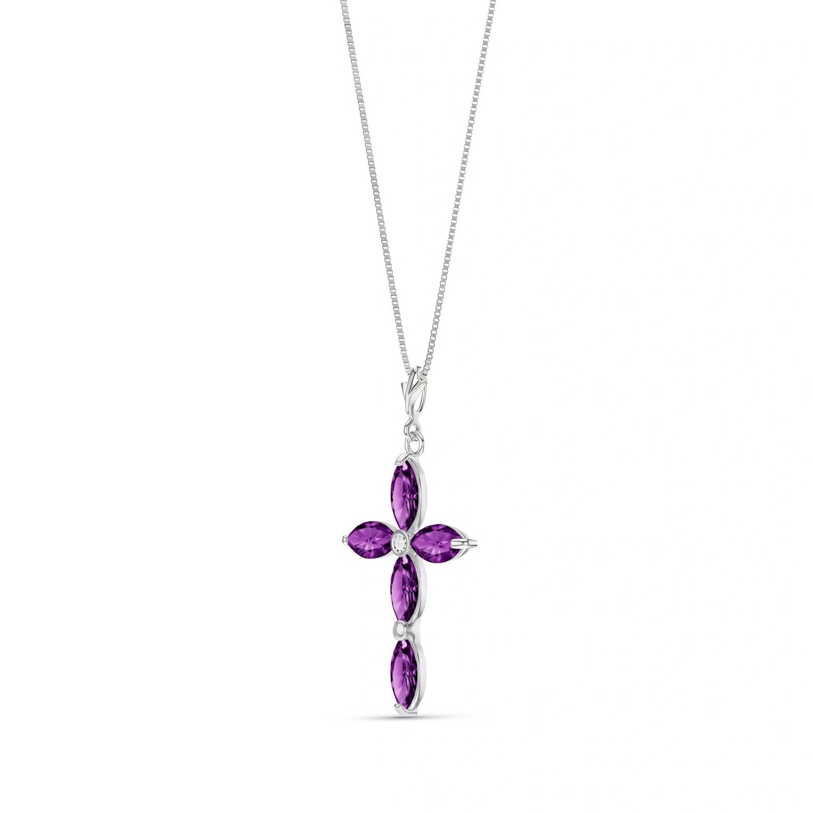 White Gold Charm Necklace Amethyst 10K — Delia