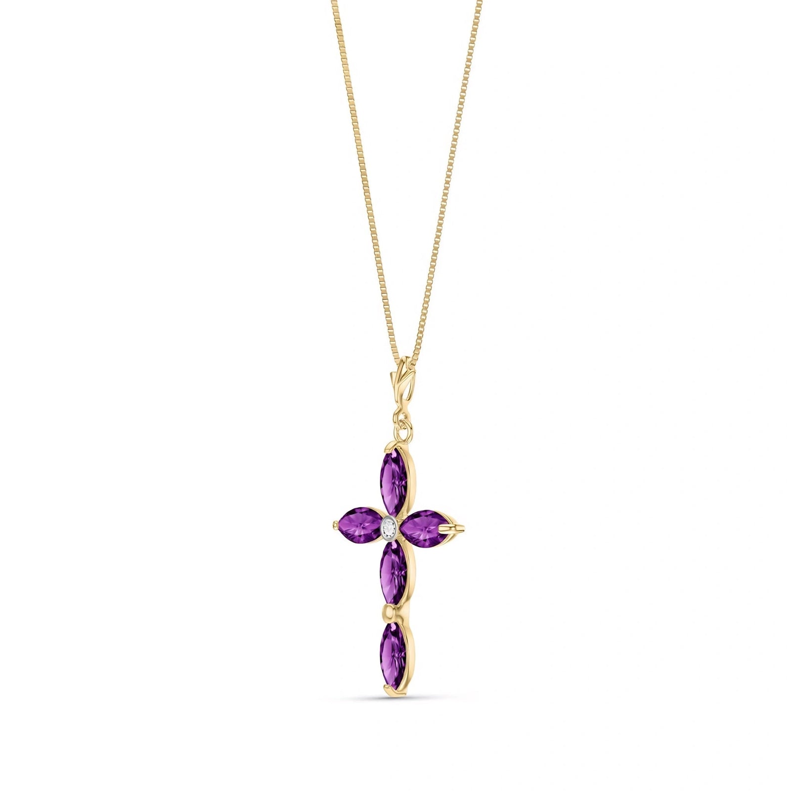 Yellow Gold Charm Necklace Amethyst 10K — Delia
