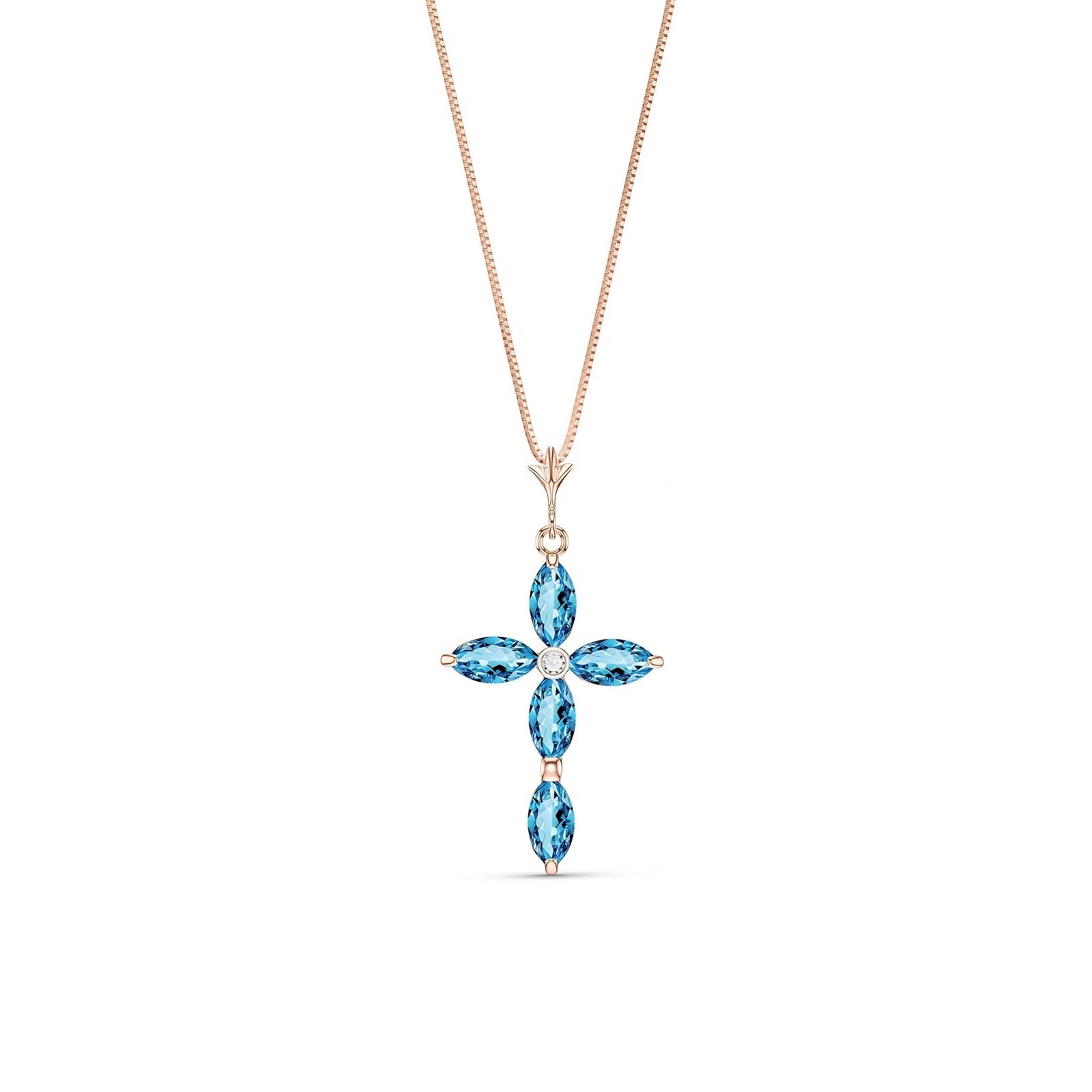 Rose Gold Charm Necklace Blue Topaz 10K — Delia