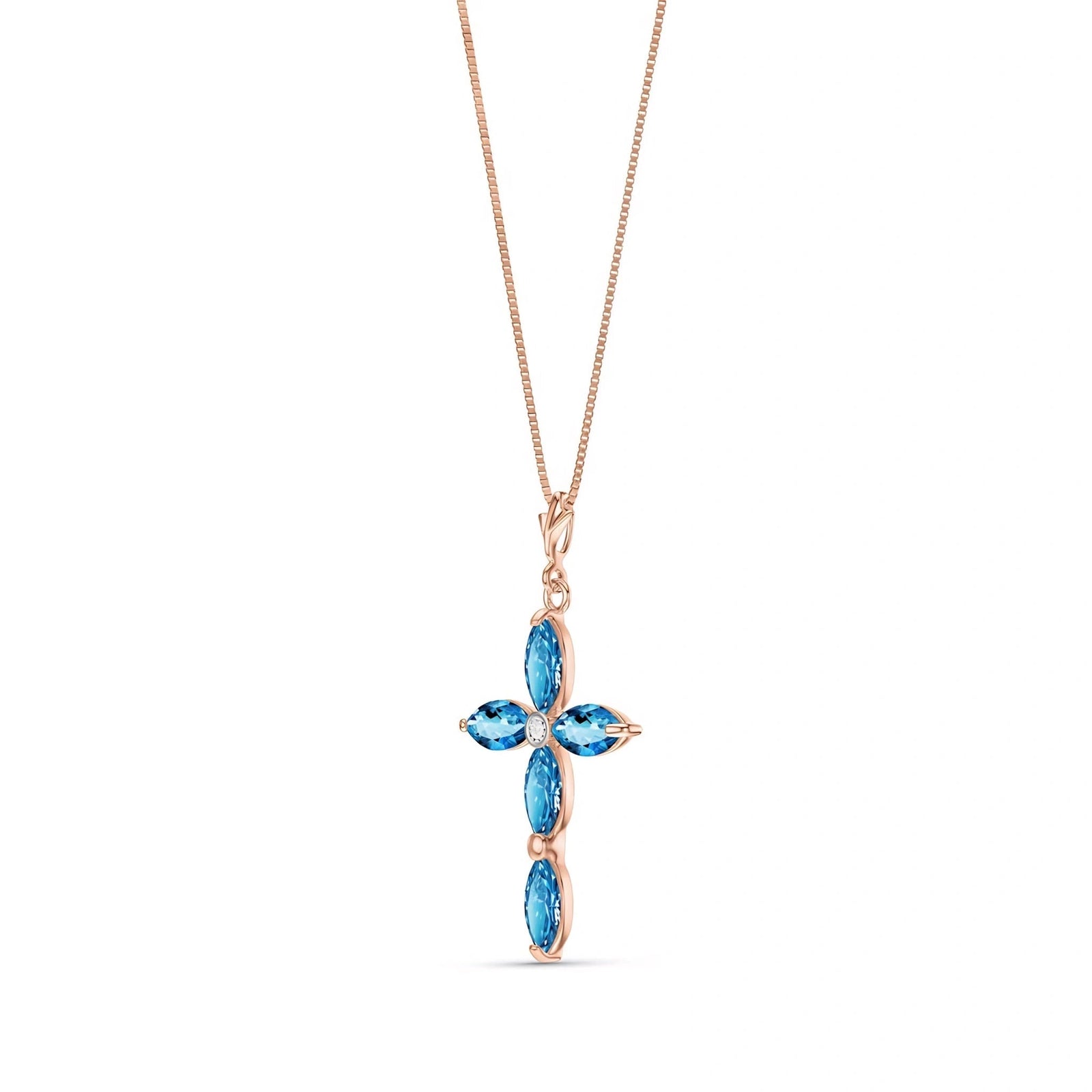 Rose Gold Charm Necklace Blue Topaz 10K — Delia