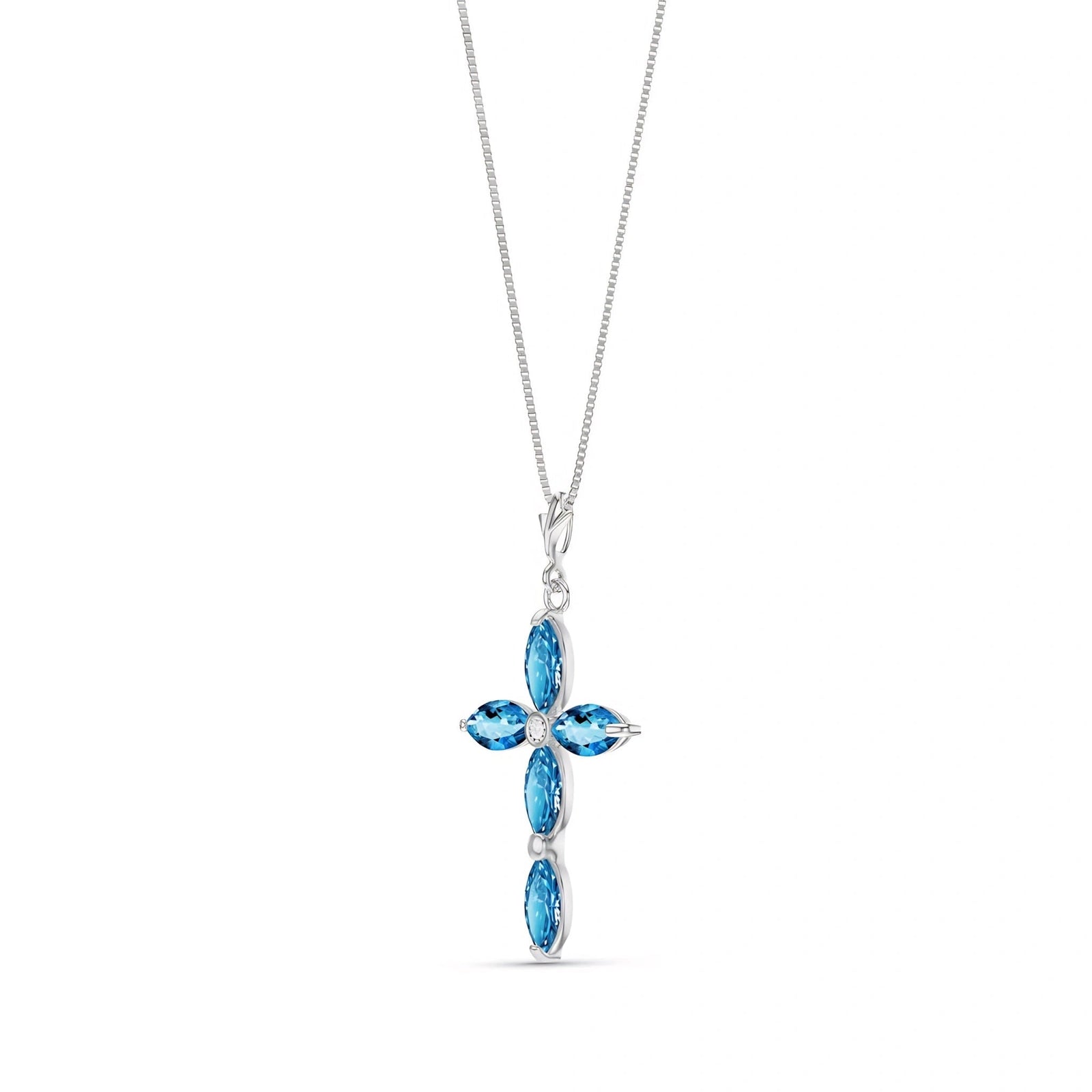 White Gold Charm Necklace Blue Topaz 10K — Delia