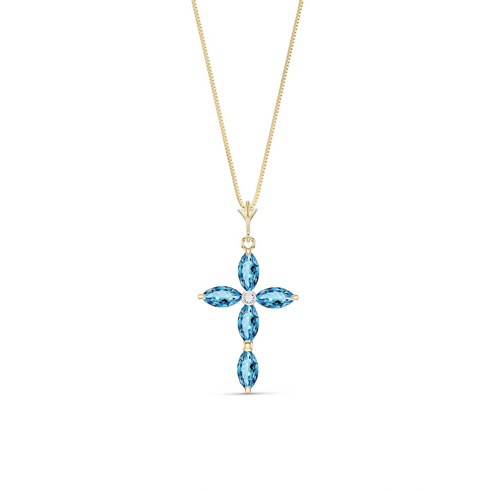 Yellow Gold Charm Necklace Blue Topaz 10K — Delia