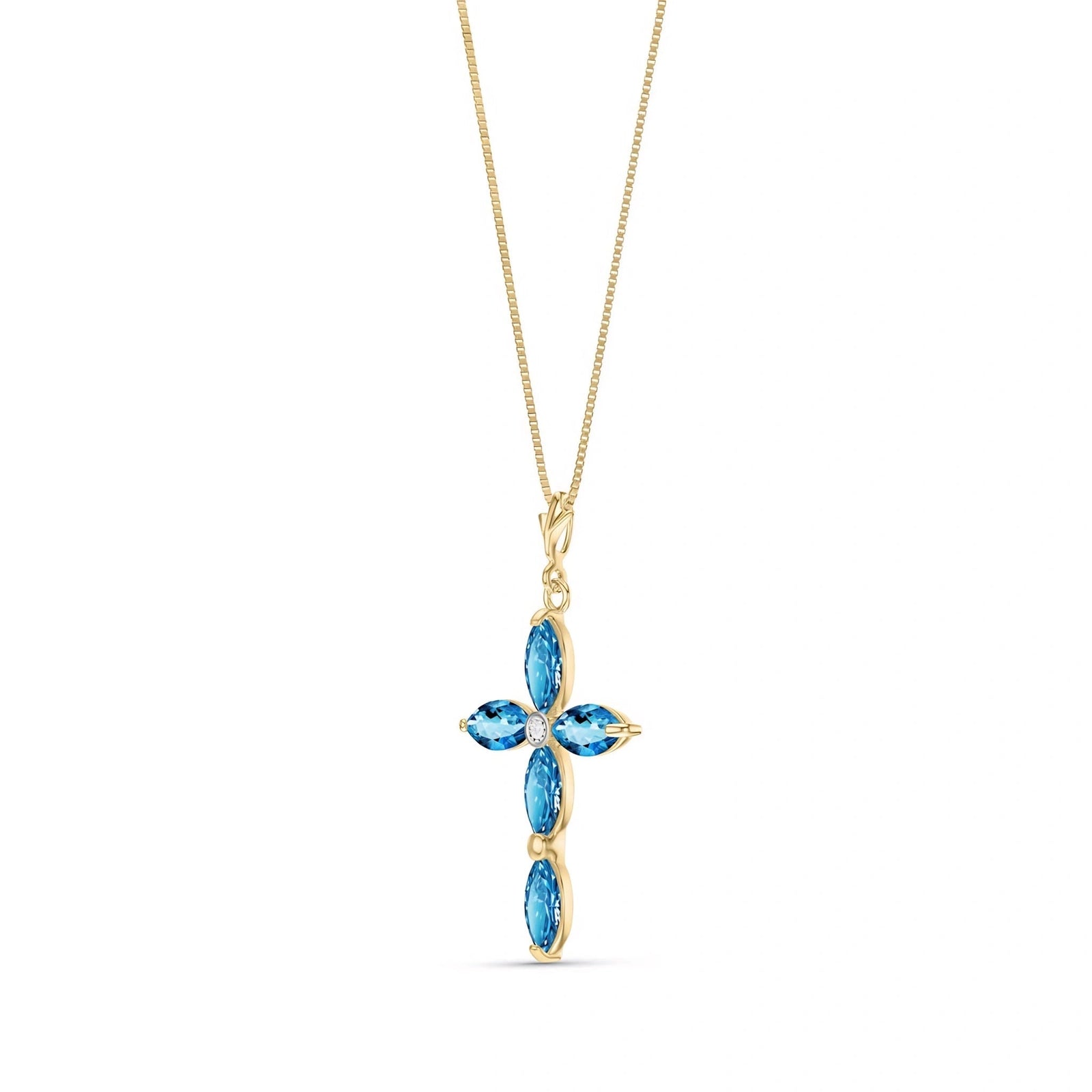 Yellow Gold Charm Necklace Blue Topaz 10K — Delia