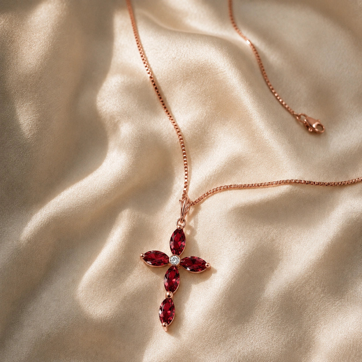 Rose Gold Charm Necklace Ruby 10K — Delia