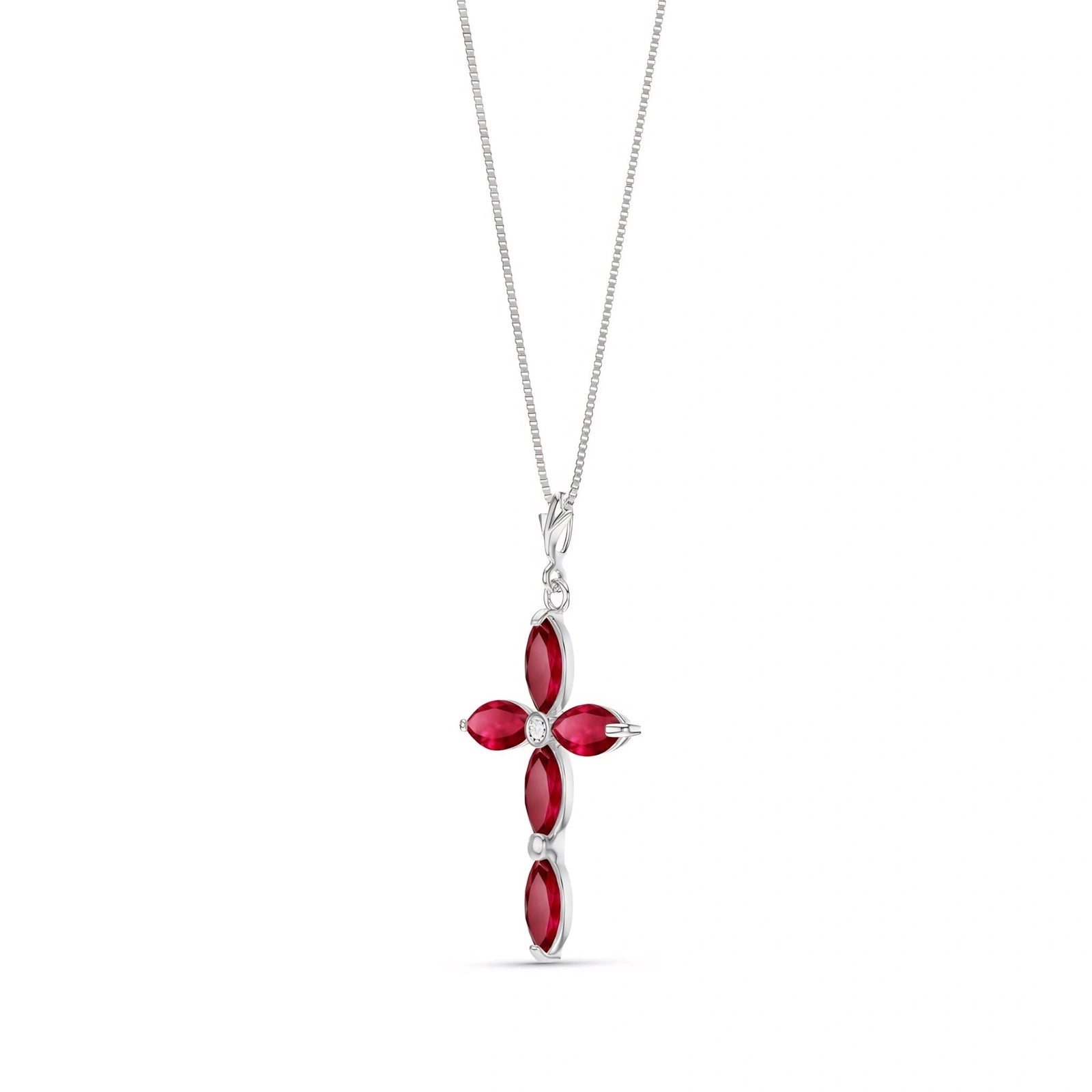 White Gold Charm Necklace Ruby 10K — Delia