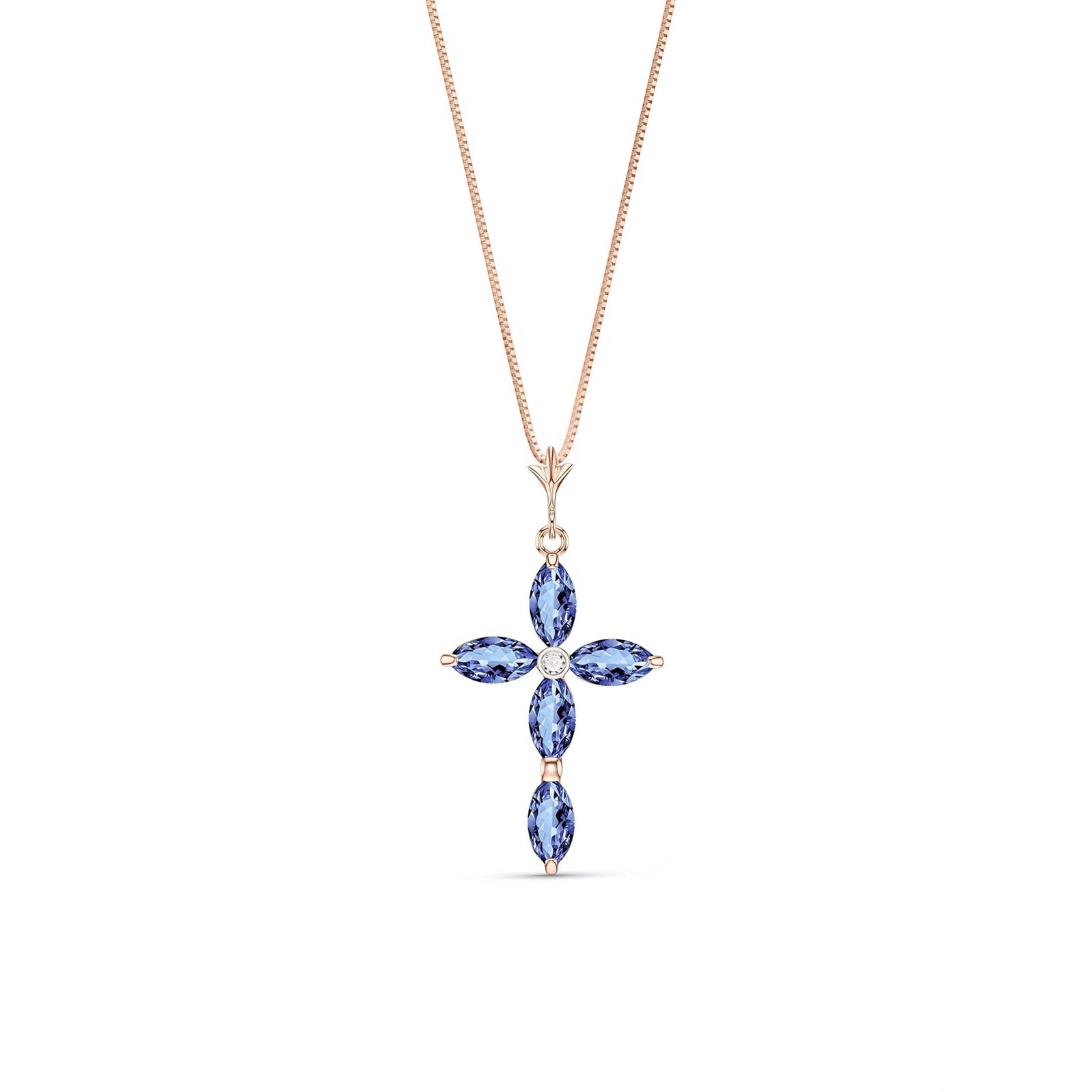 Rose Gold Charm Necklace Tanzanite 10K — Delia