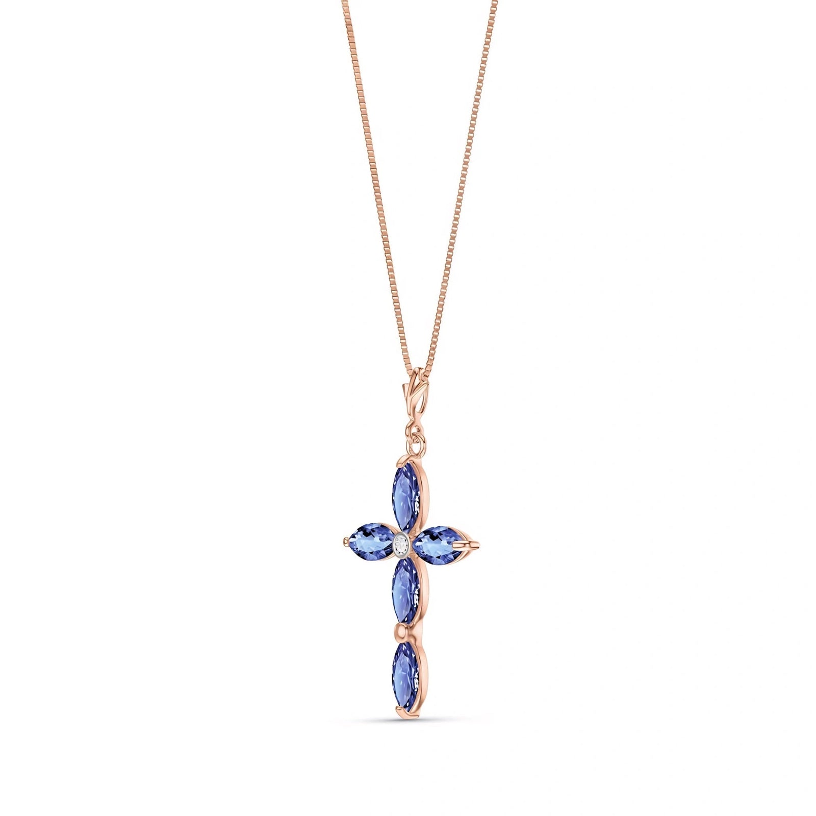 Rose Gold Charm Necklace Tanzanite 10K — Delia