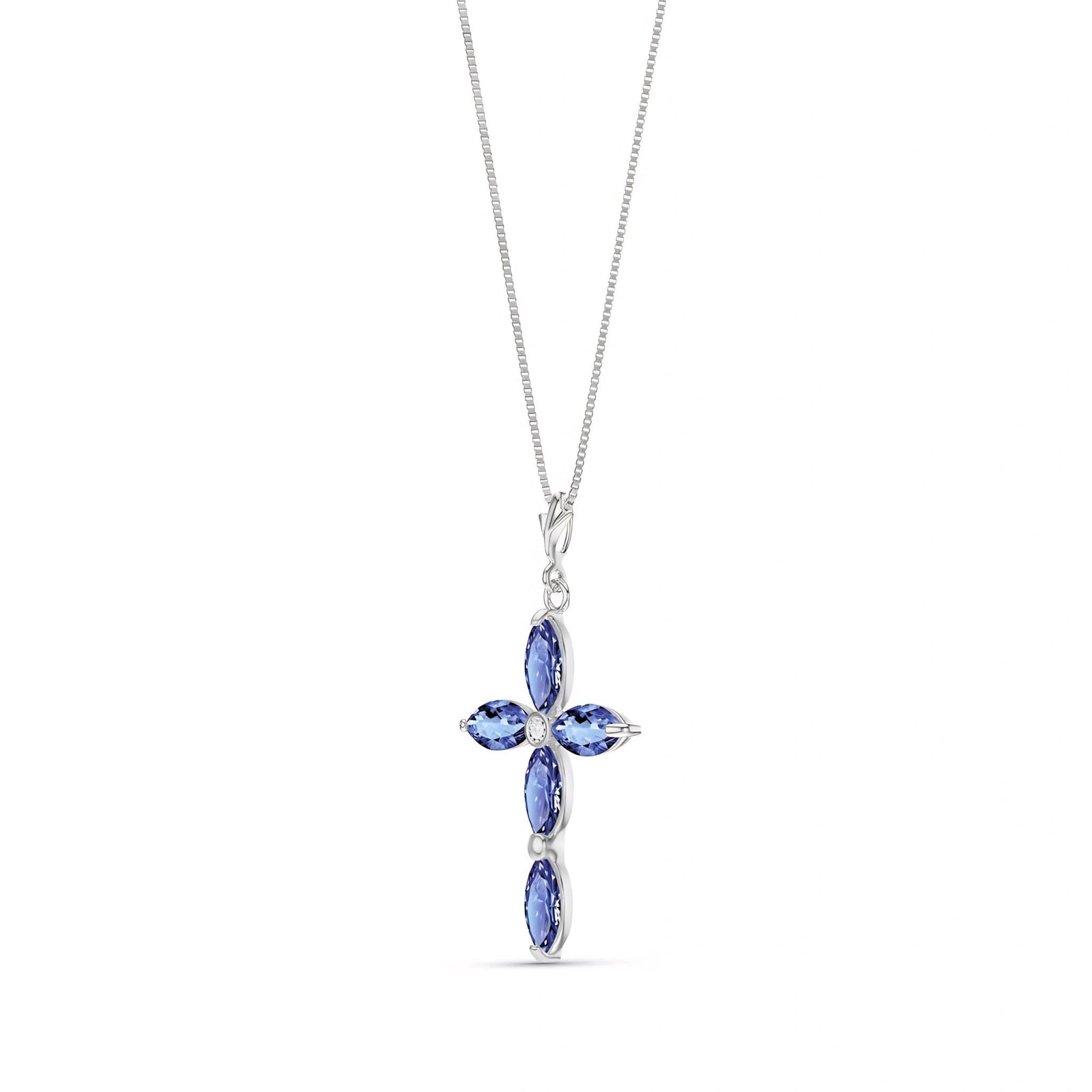 White Gold Charm Necklace Tanzanite 10K — Delia