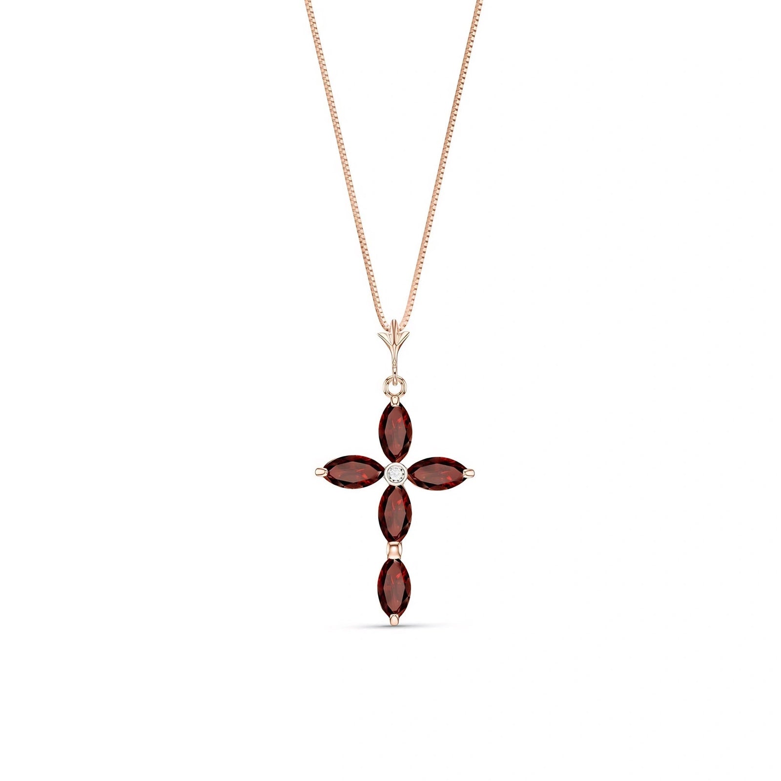 Rose Gold Charm Necklace Garnet 10K — Delia