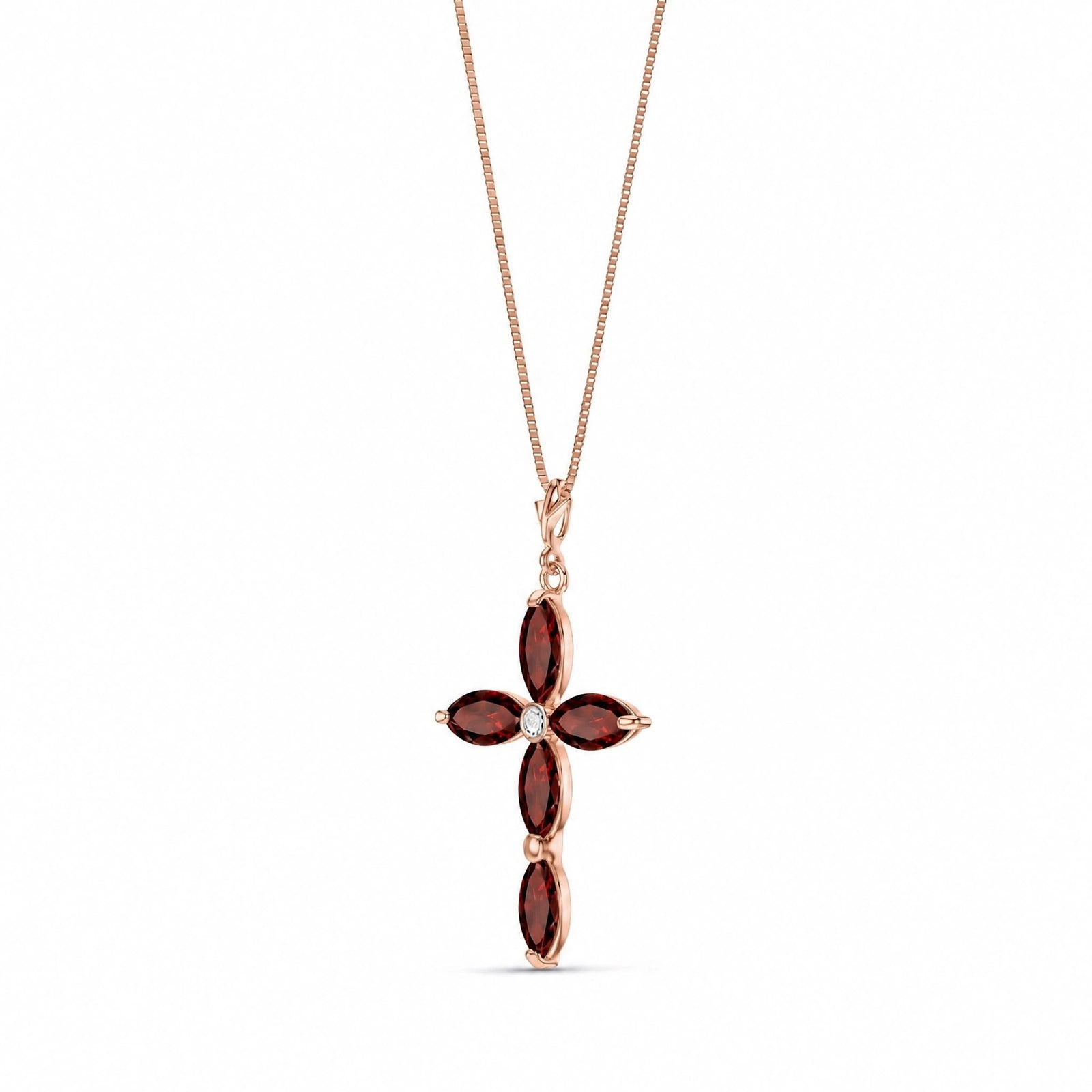 Rose Gold Charm Necklace Garnet 10K — Delia