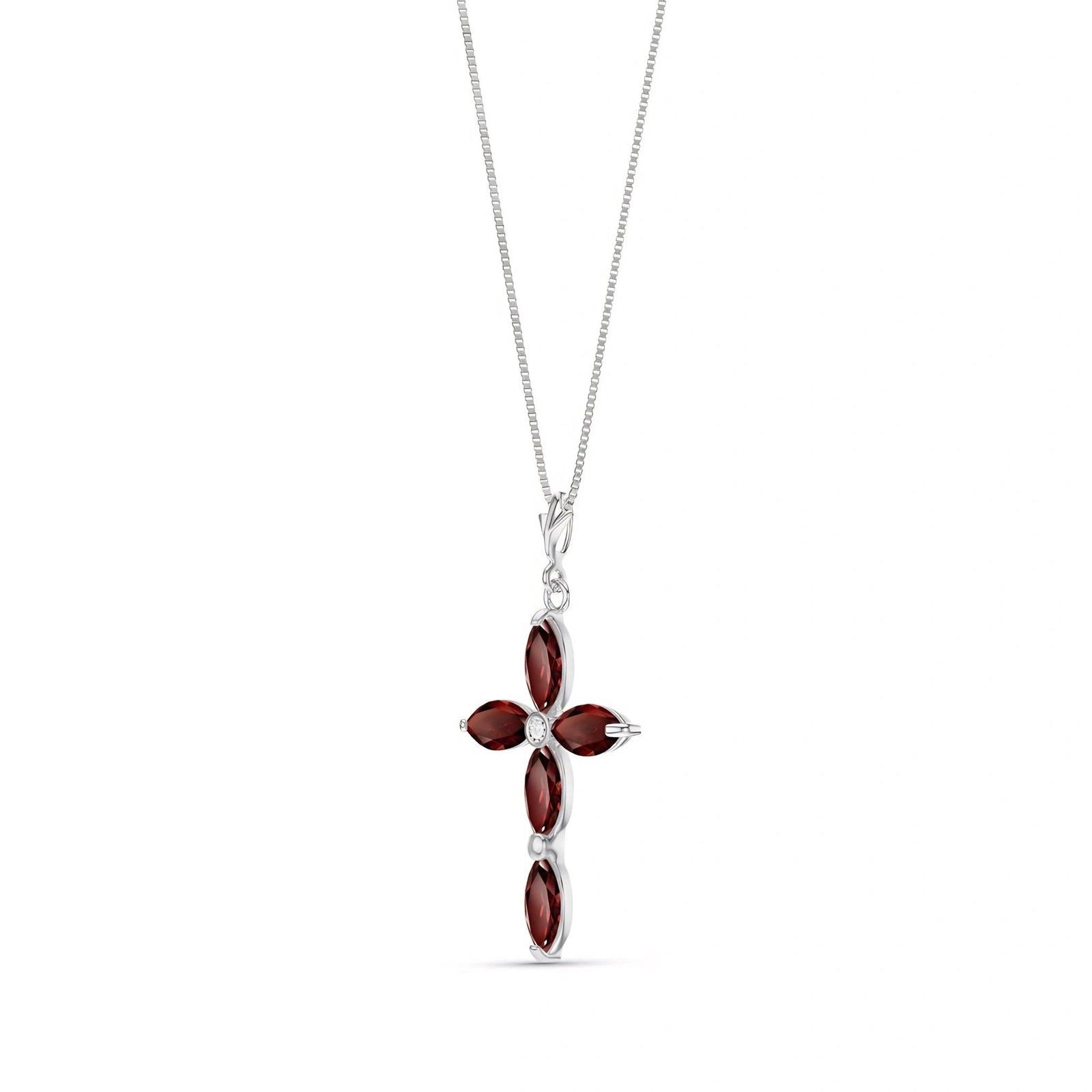 White Gold Charm Necklace Garnet 10K — Delia