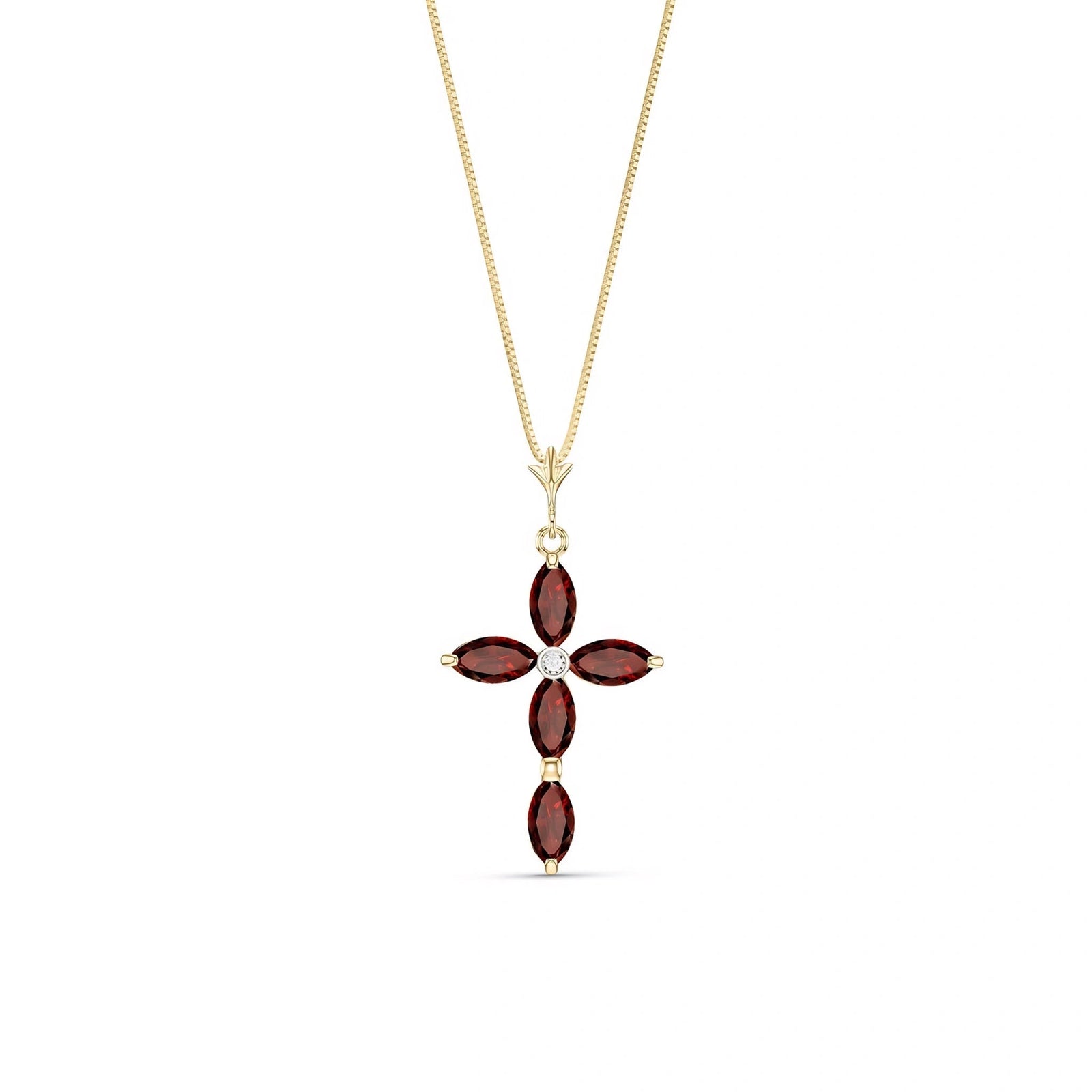 Yellow Gold Charm Necklace Garnet 10K — Delia