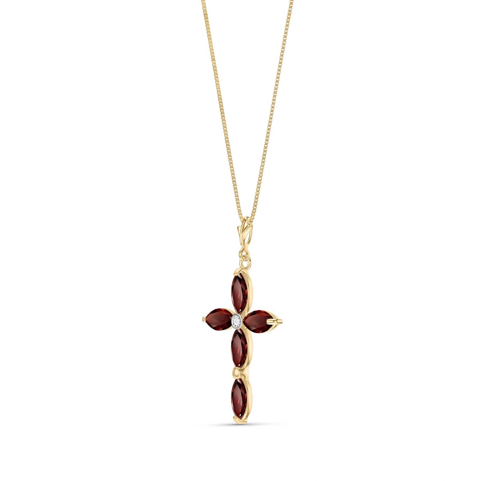 Yellow Gold Charm Necklace Garnet 10K — Delia