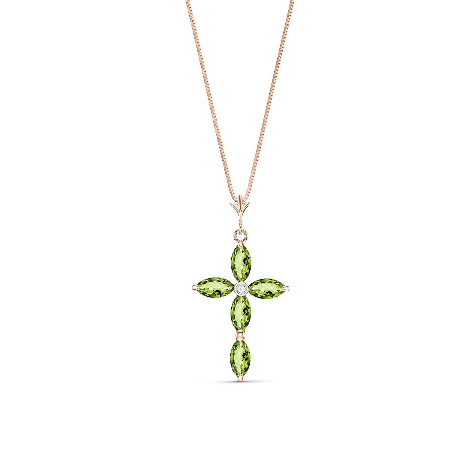 Rose Gold Charm Necklace Peridot 10K — Delia