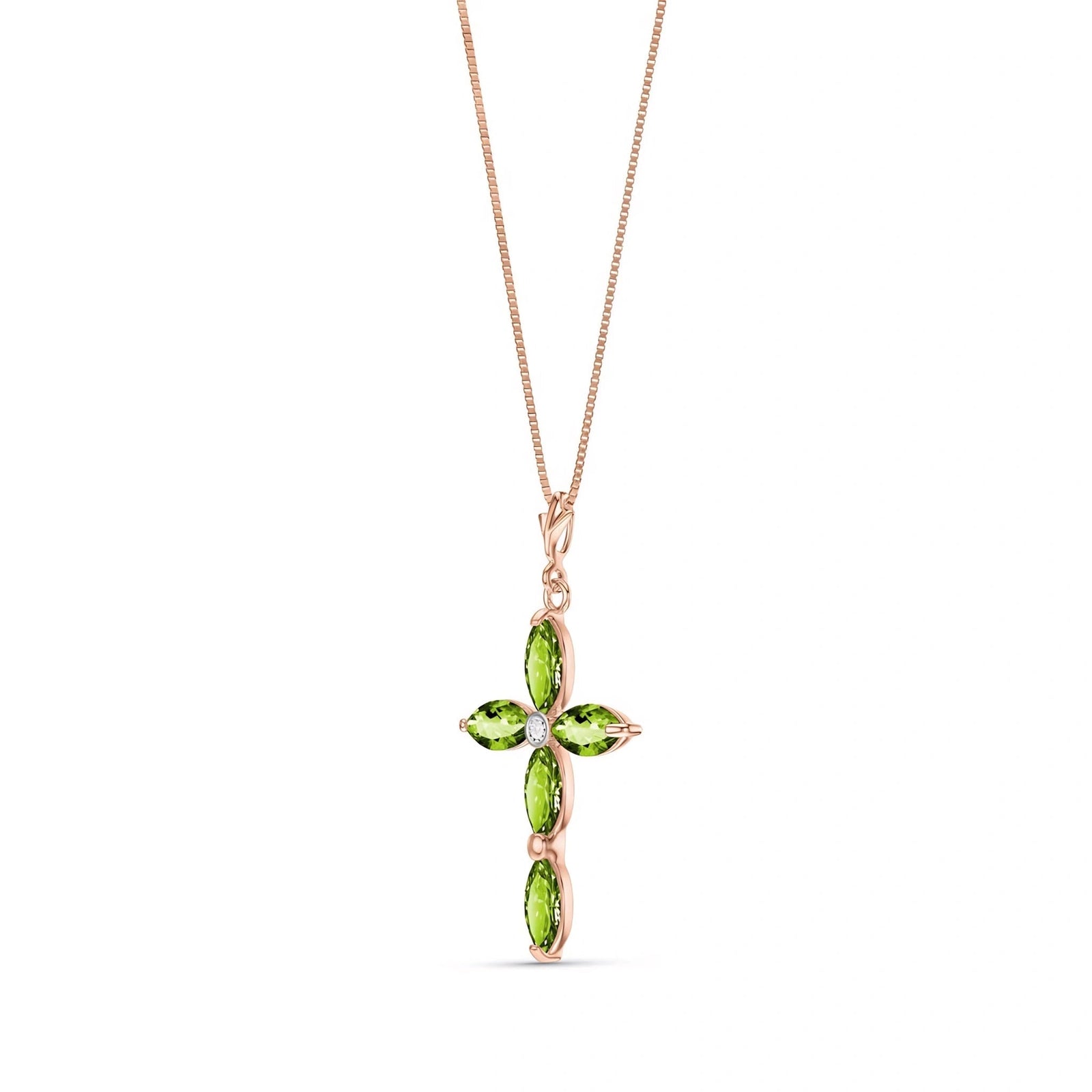 Rose Gold Charm Necklace Peridot 10K — Delia