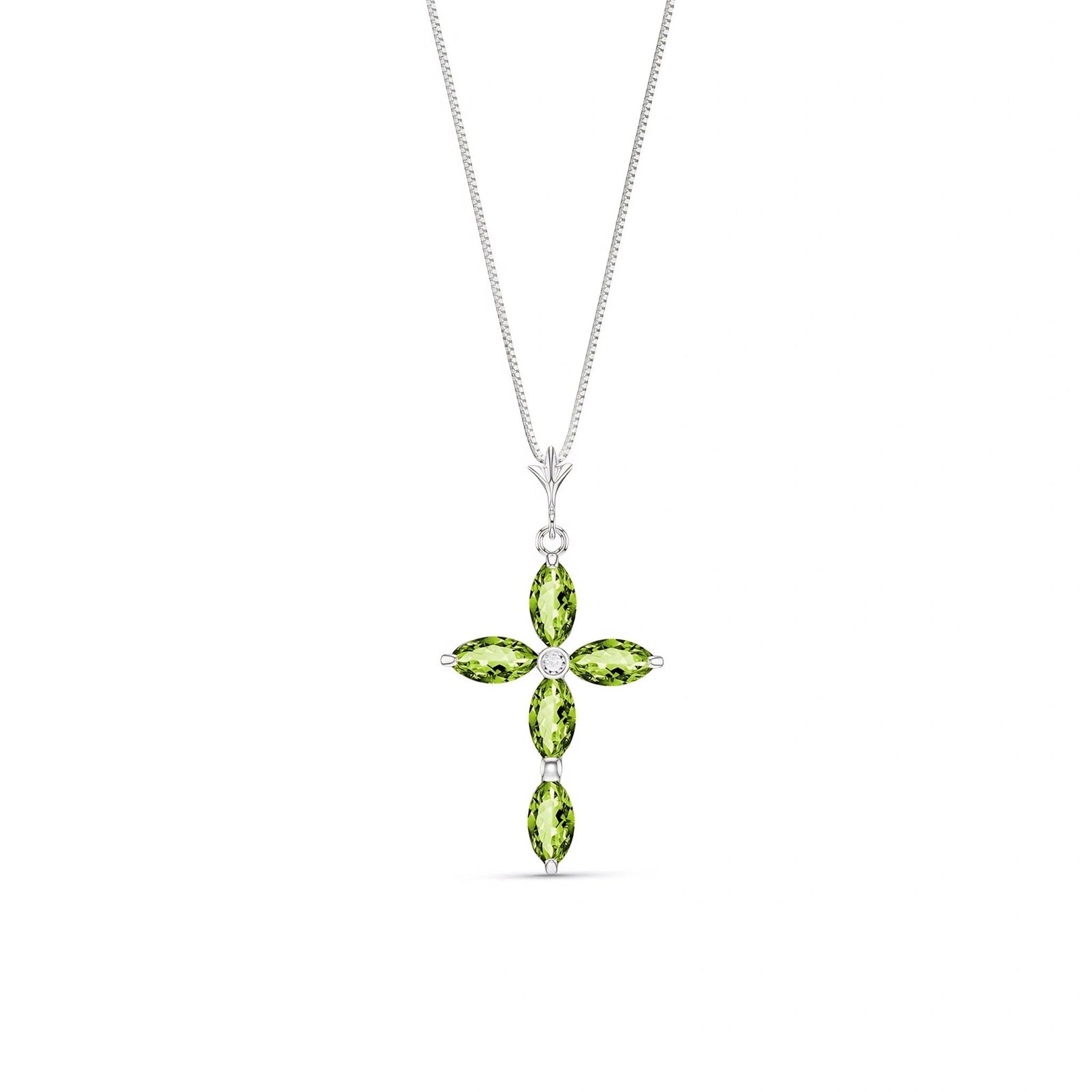White Gold Charm Necklace Peridot 10K — Delia