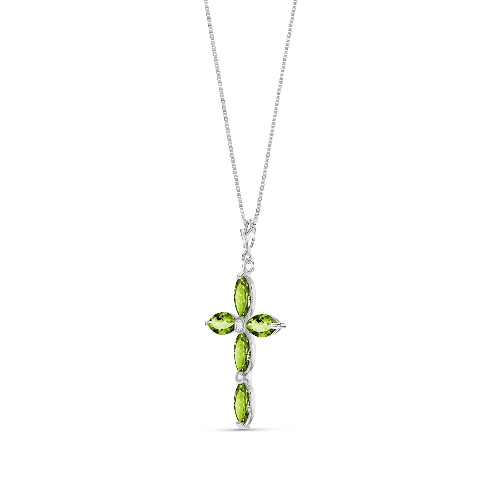 White Gold Charm Necklace Peridot 10K — Delia