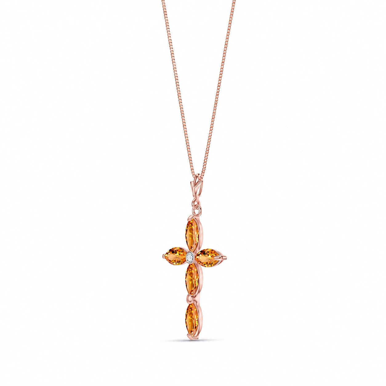 Rose Gold Charm Necklace Citrine 10K — Delia