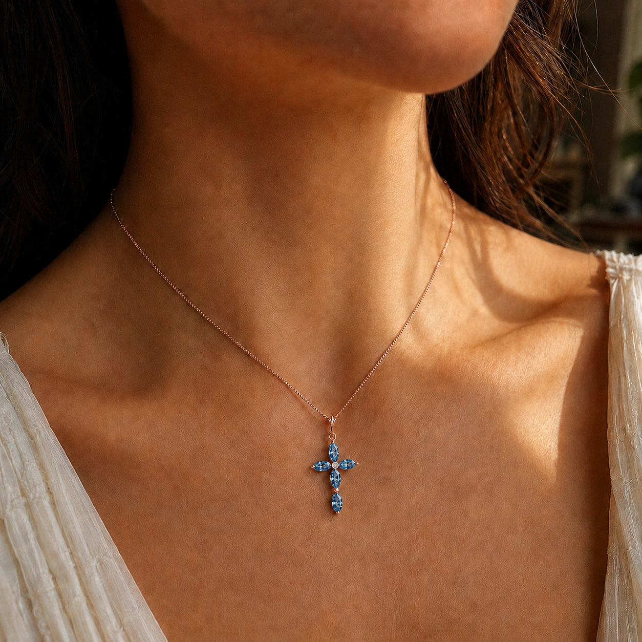 Rose Gold Charm Necklace Citrine 10K — Delia